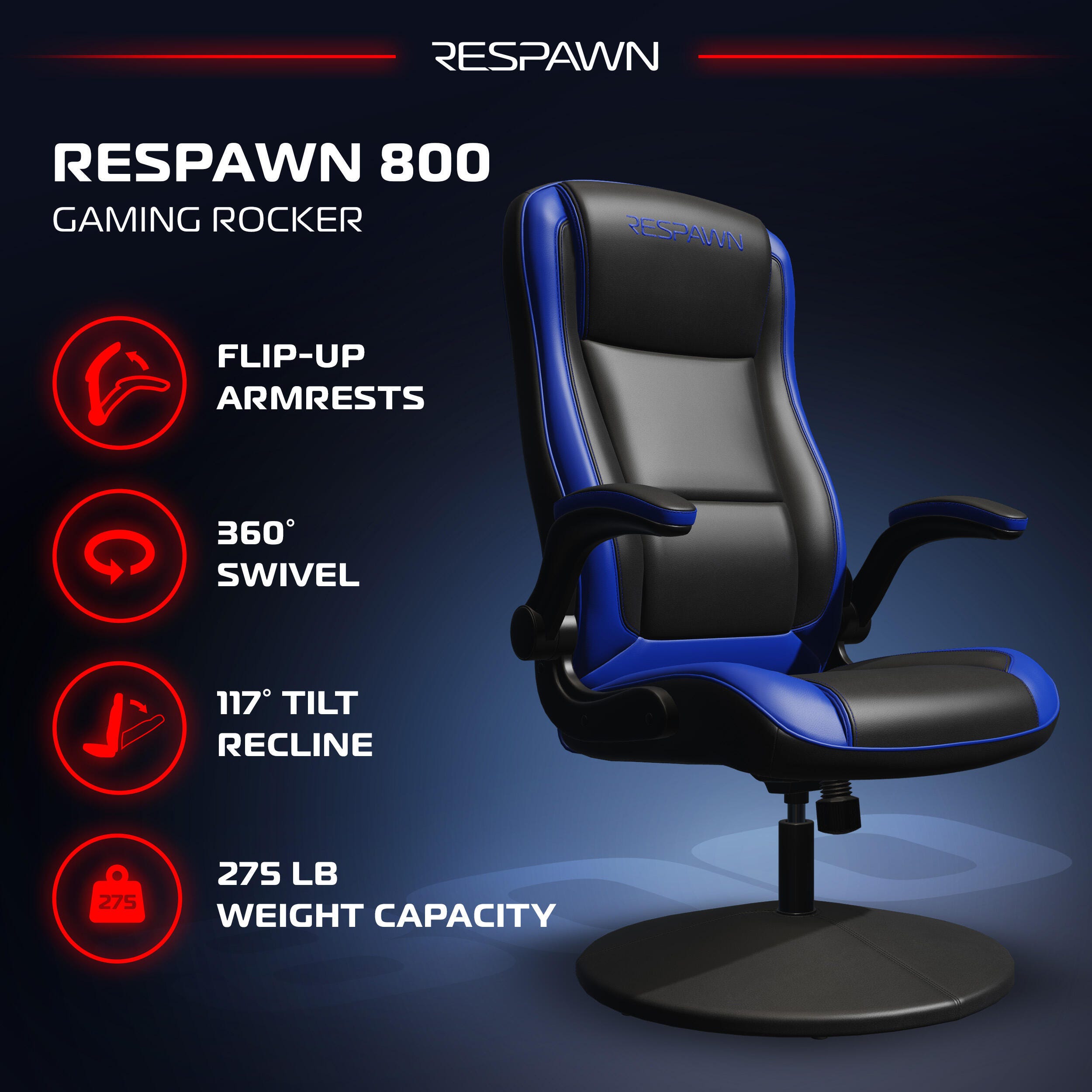 RESPAWN 800 Gaming Chair, Black/Blue, large