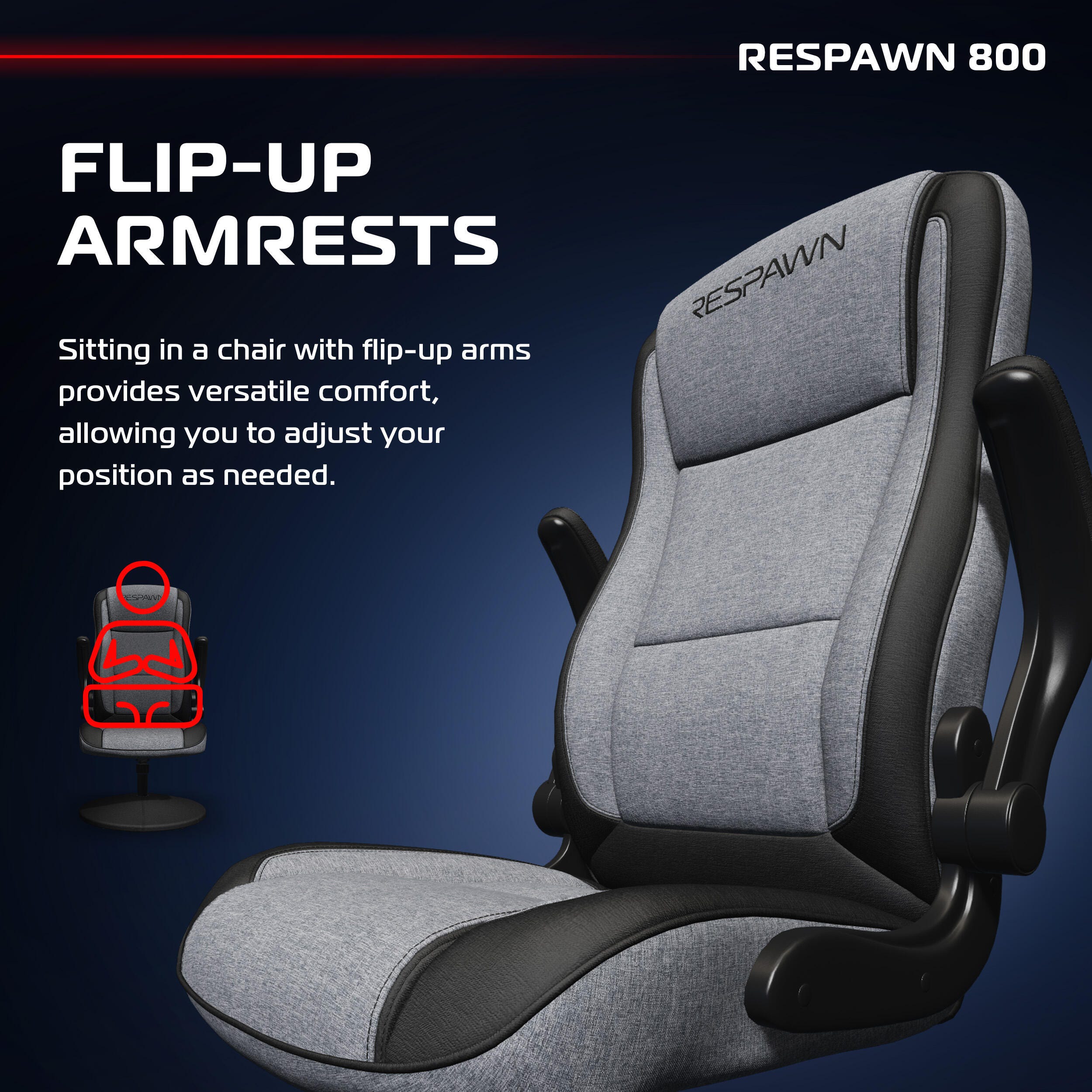 RESPAWN 800 Gaming Chair, Gray/Black, large