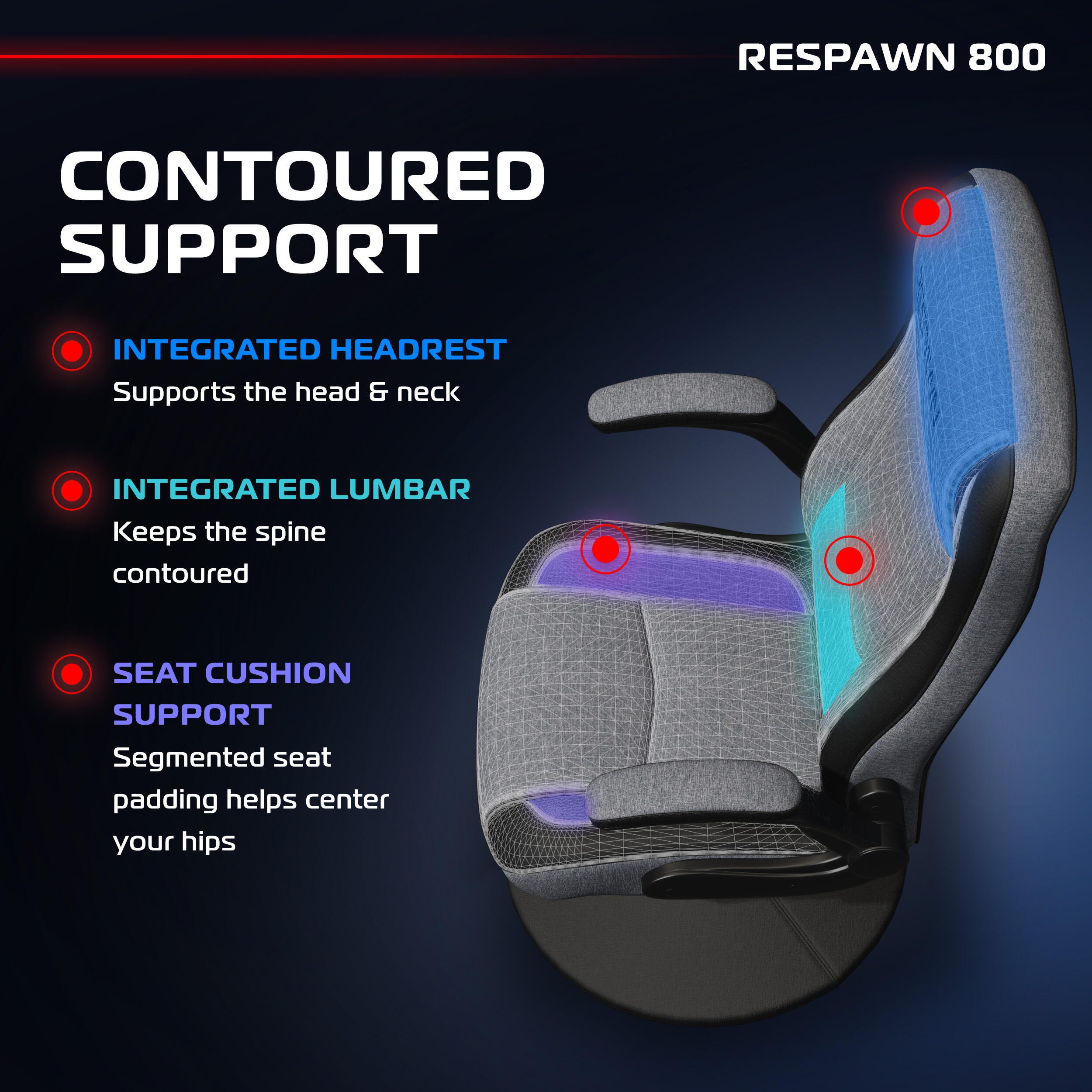 RESPAWN 800 Gaming Chair, Gray/Black, large
