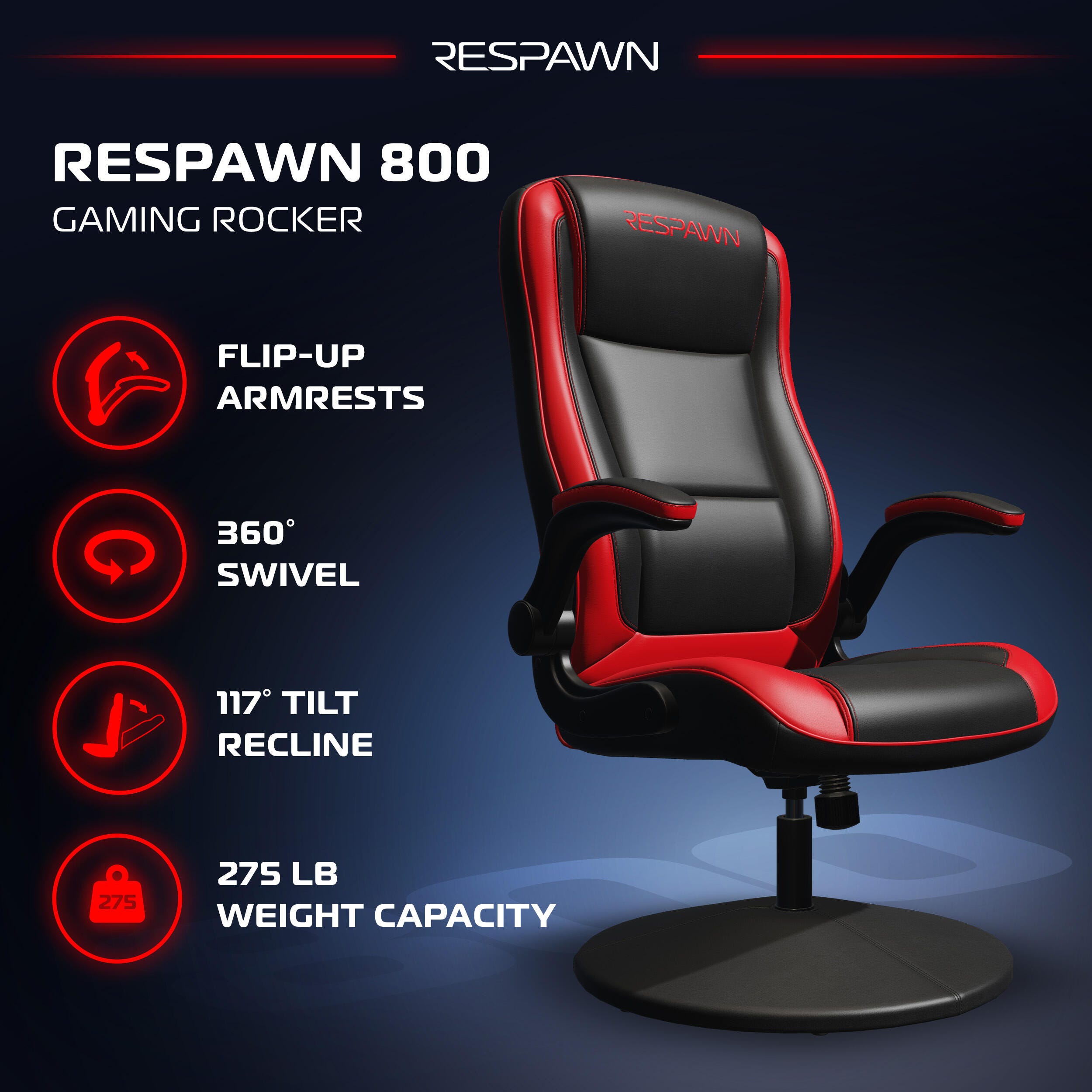 RESPAWN 800 Gaming Chair, Black/Red, large