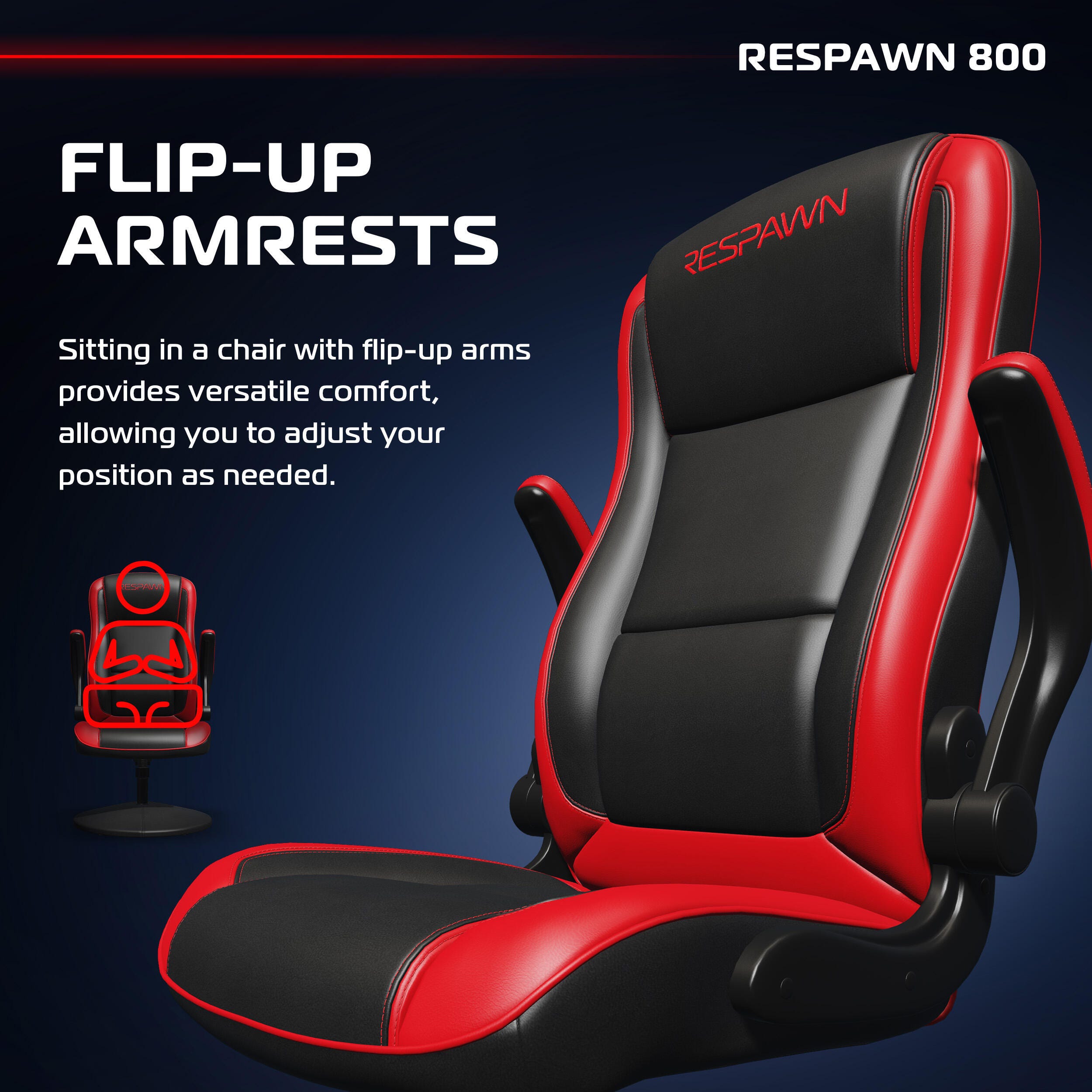 RESPAWN 800 Gaming Chair, Black/Red, large