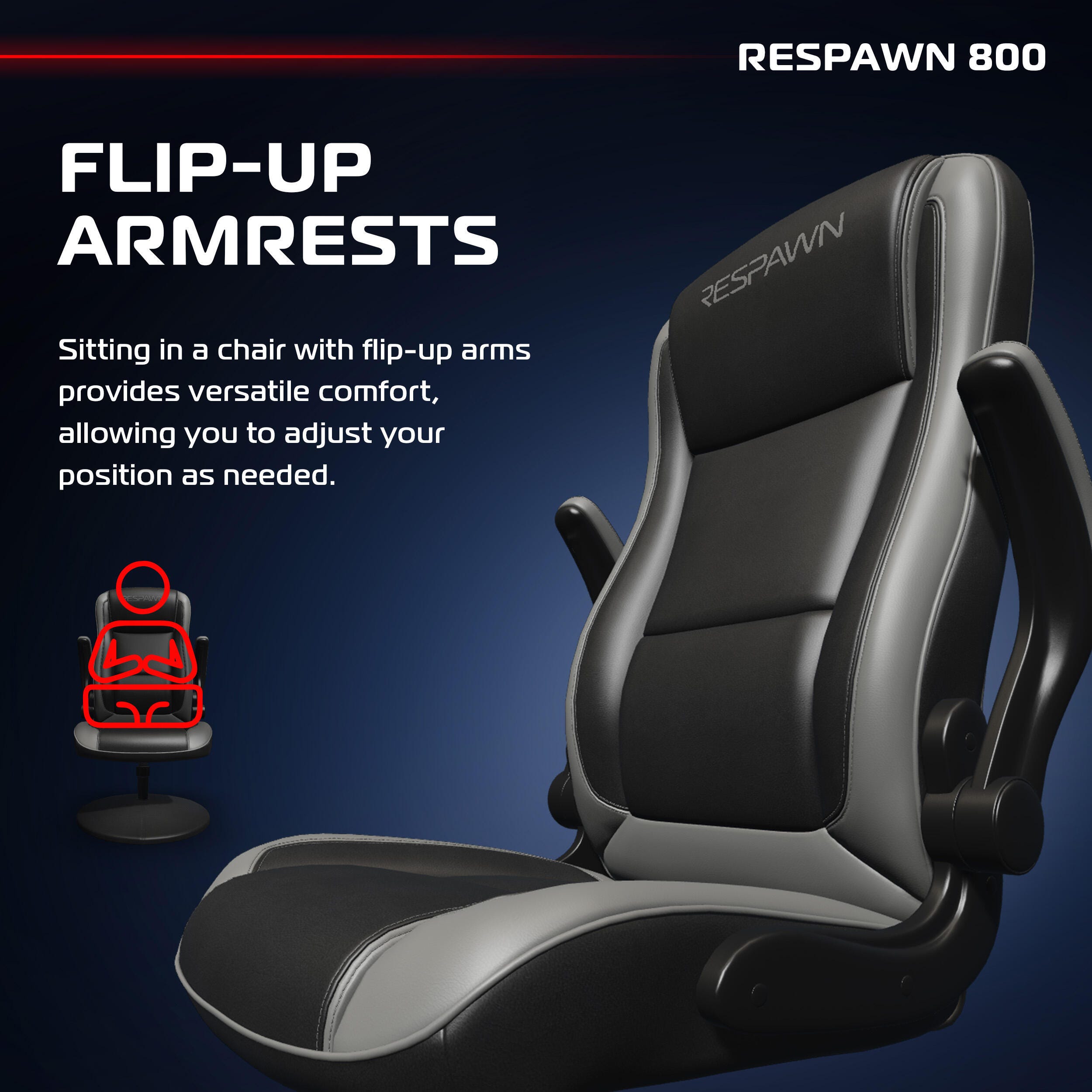 RESPAWN 800 Gaming Chair, Black/Gray, large