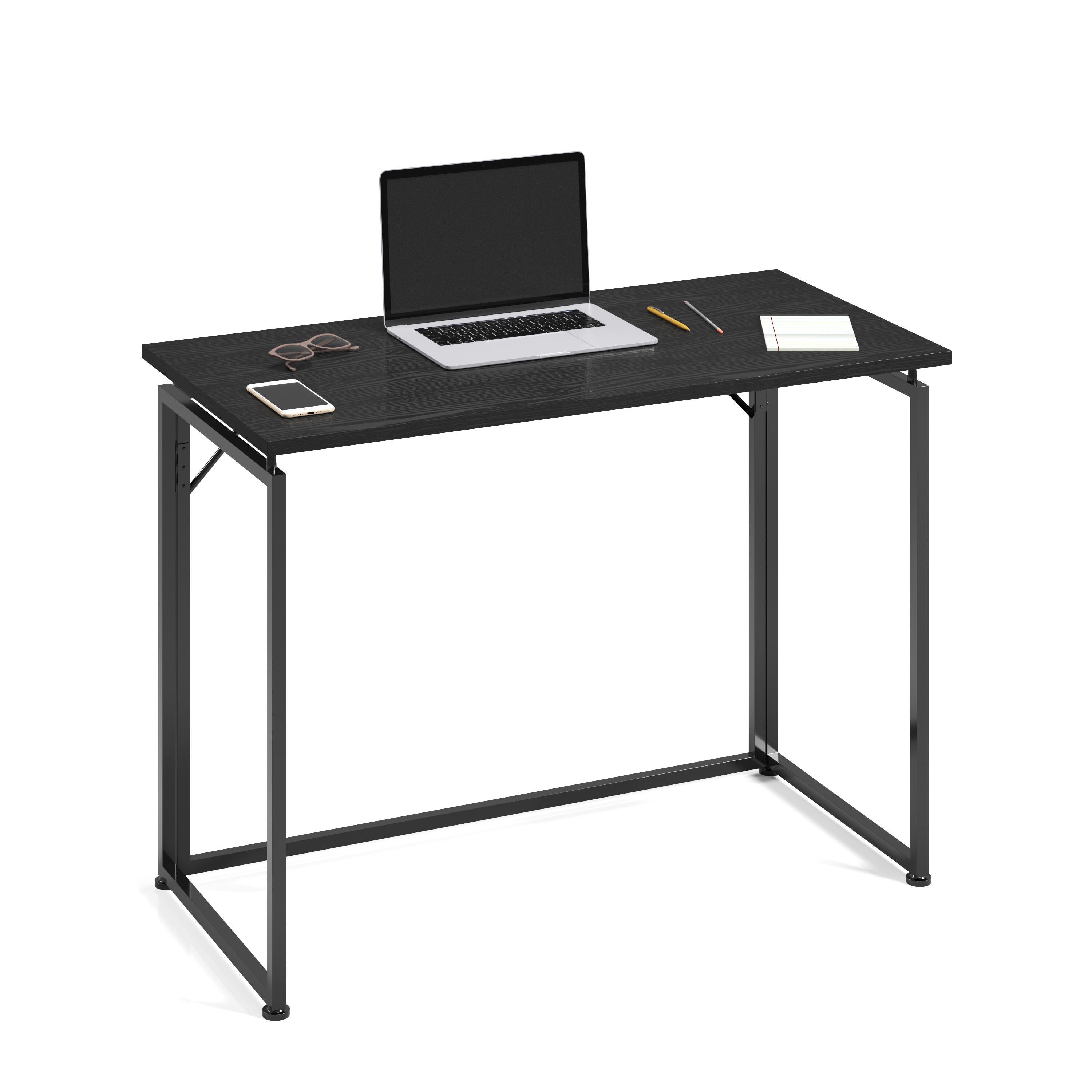 Techni Mobili 39" Home Office Folding Desk, Black, large