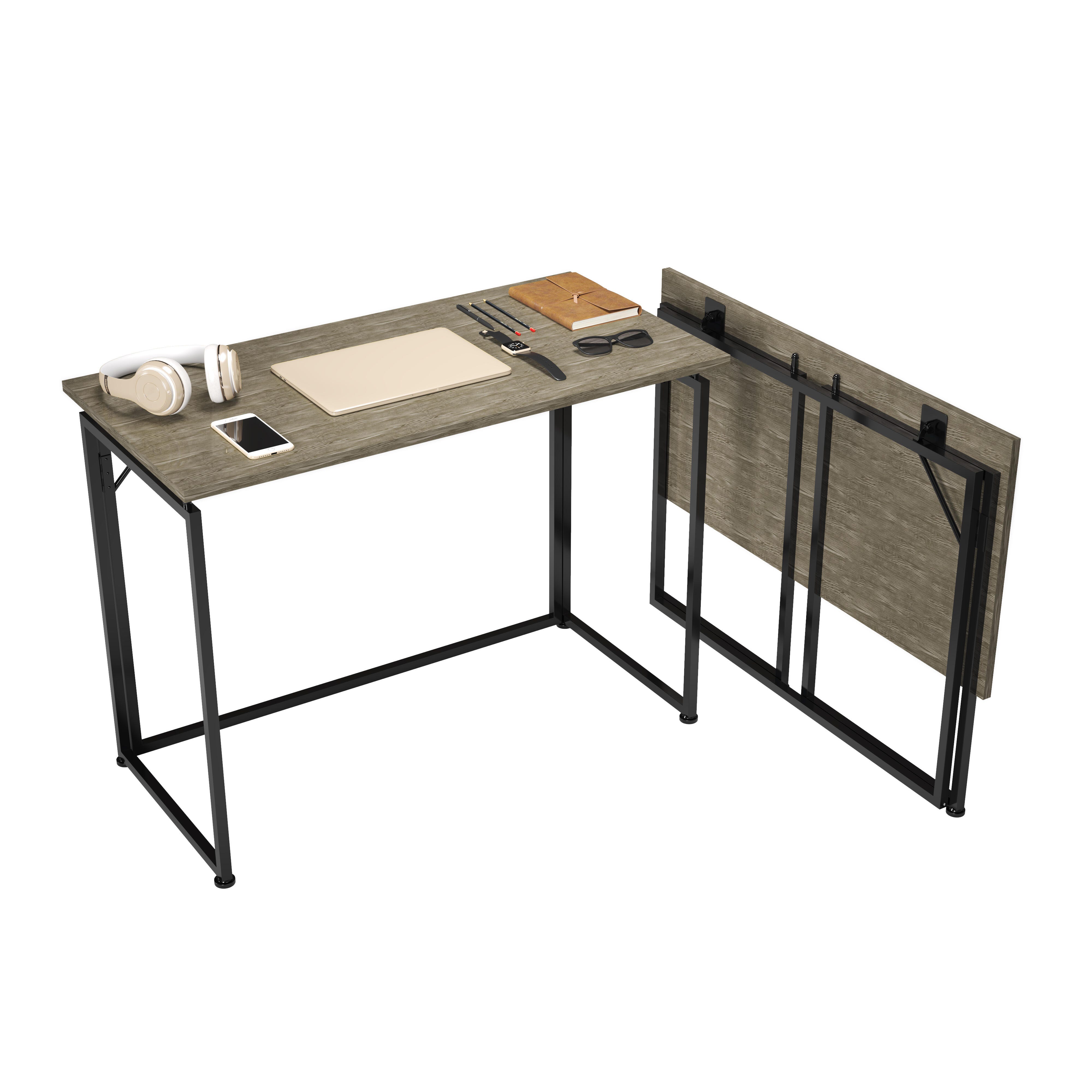 Techni Mobili 39" Home Office Folding Desk, Gray, large