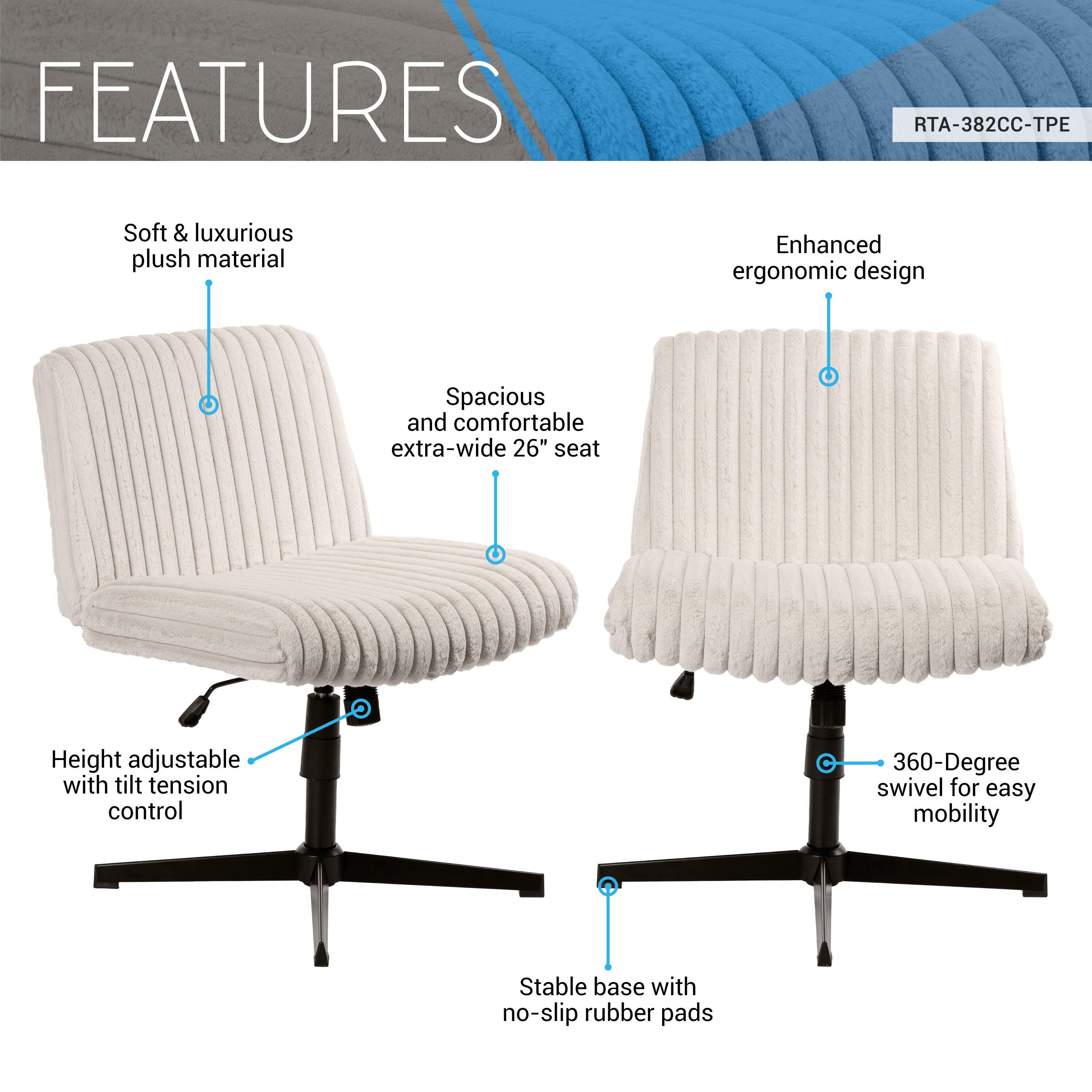 Techni Mobili Criss Cross Home Office Desk Chair, , large