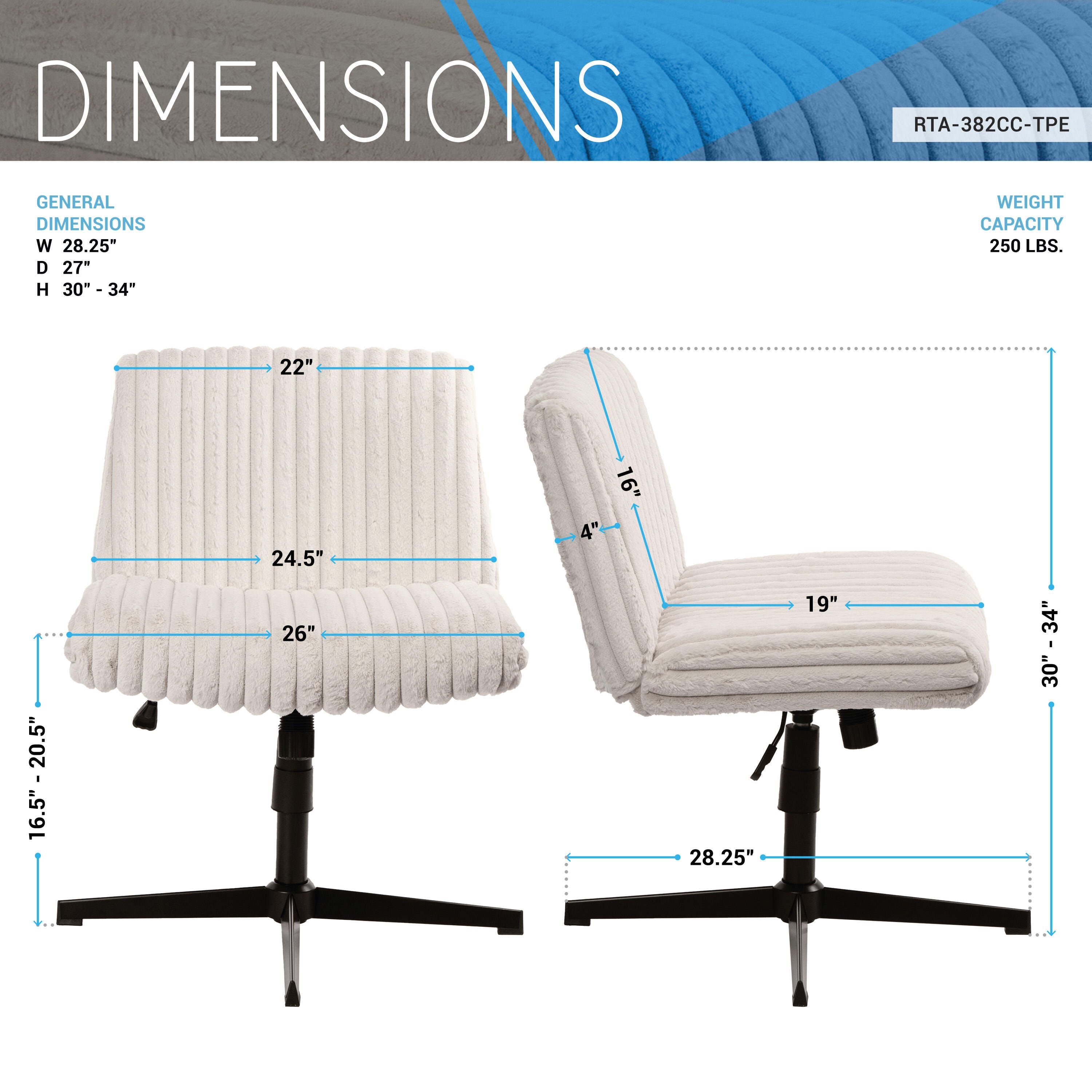 Techni Mobili Criss Cross Home Office Desk Chair, , large