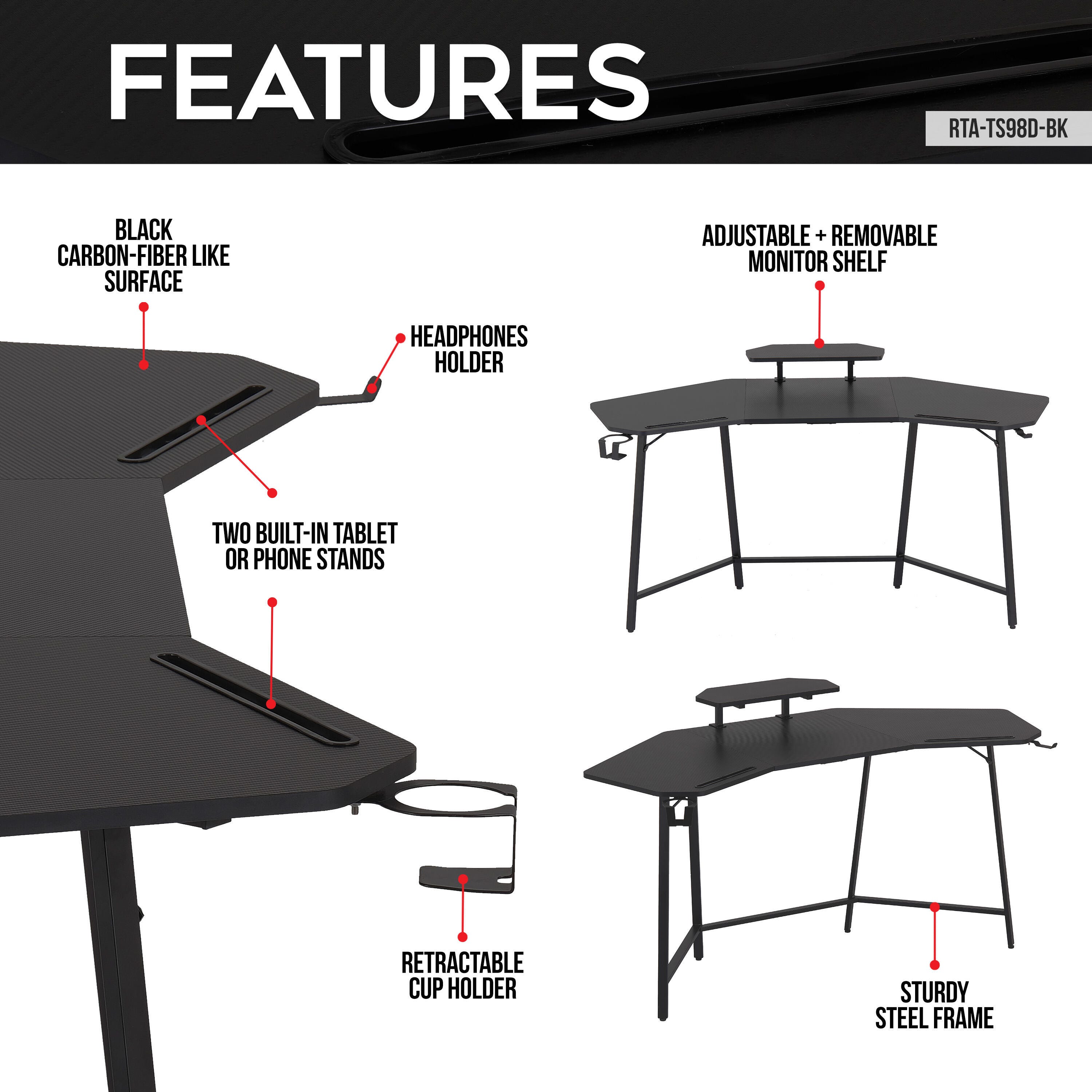 Techni Sport Gaming Desk, , large