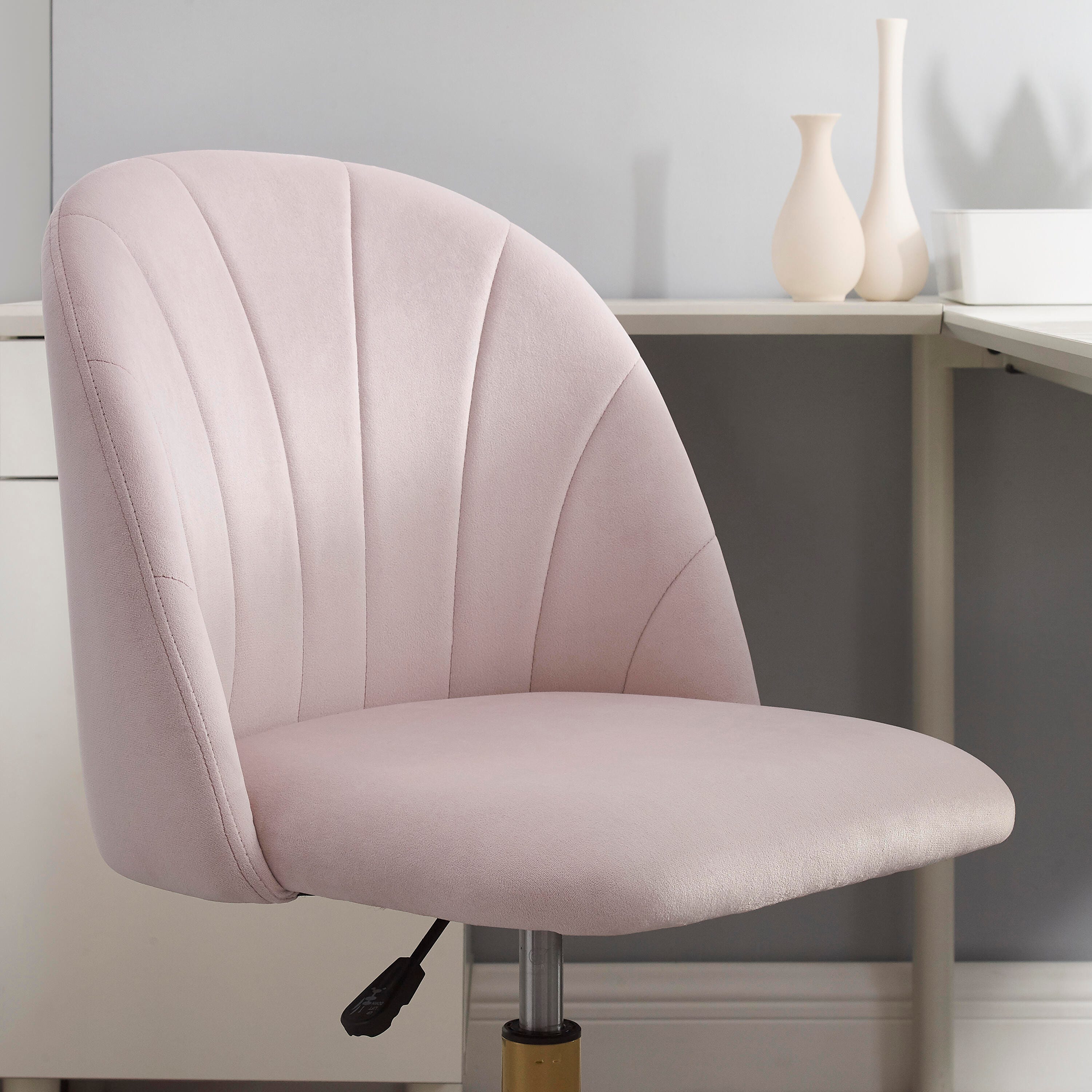 Linon Belle Home Office Desk Chair, Blush Pink, large