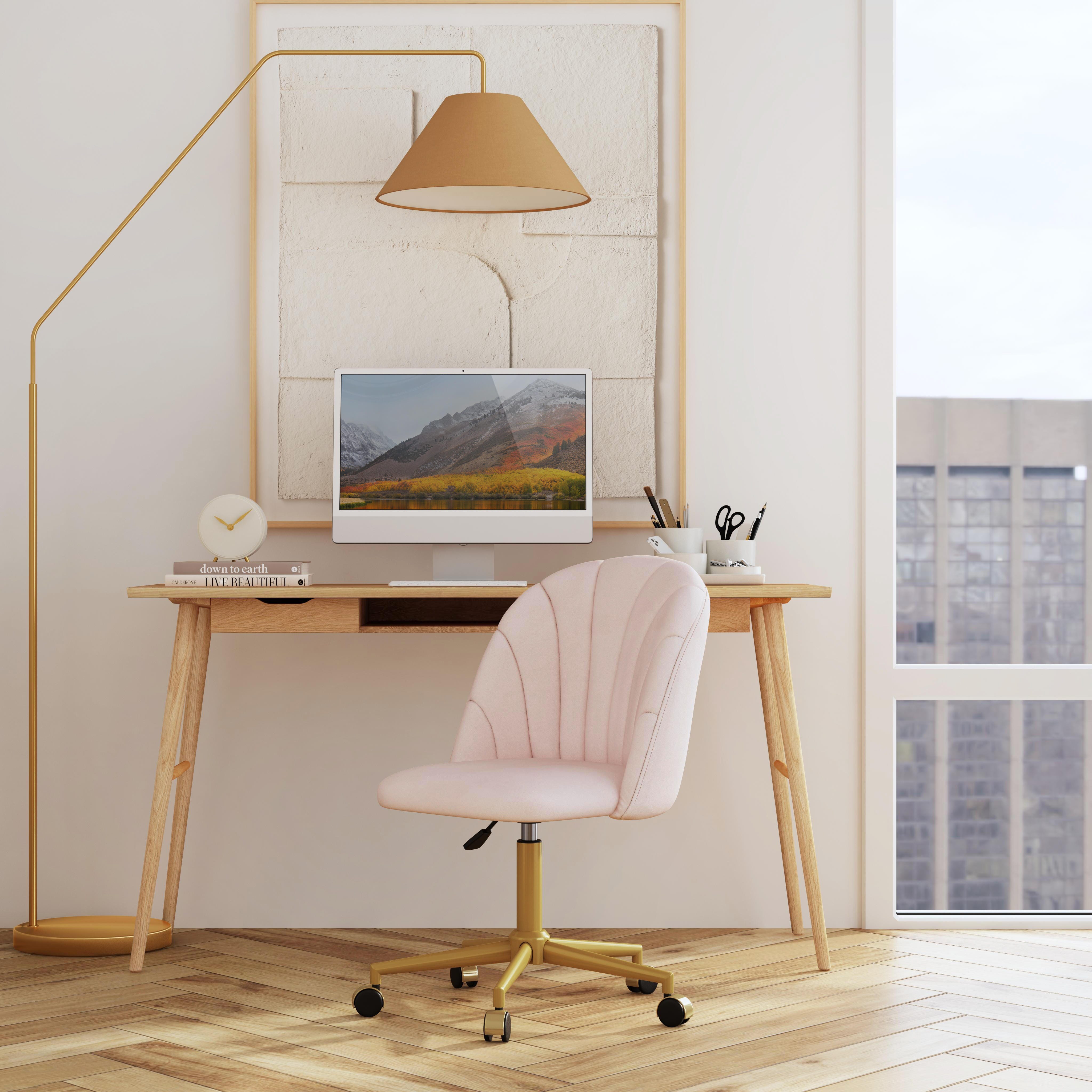 Linon Belle Home Office Desk Chair, Blush Pink, large
