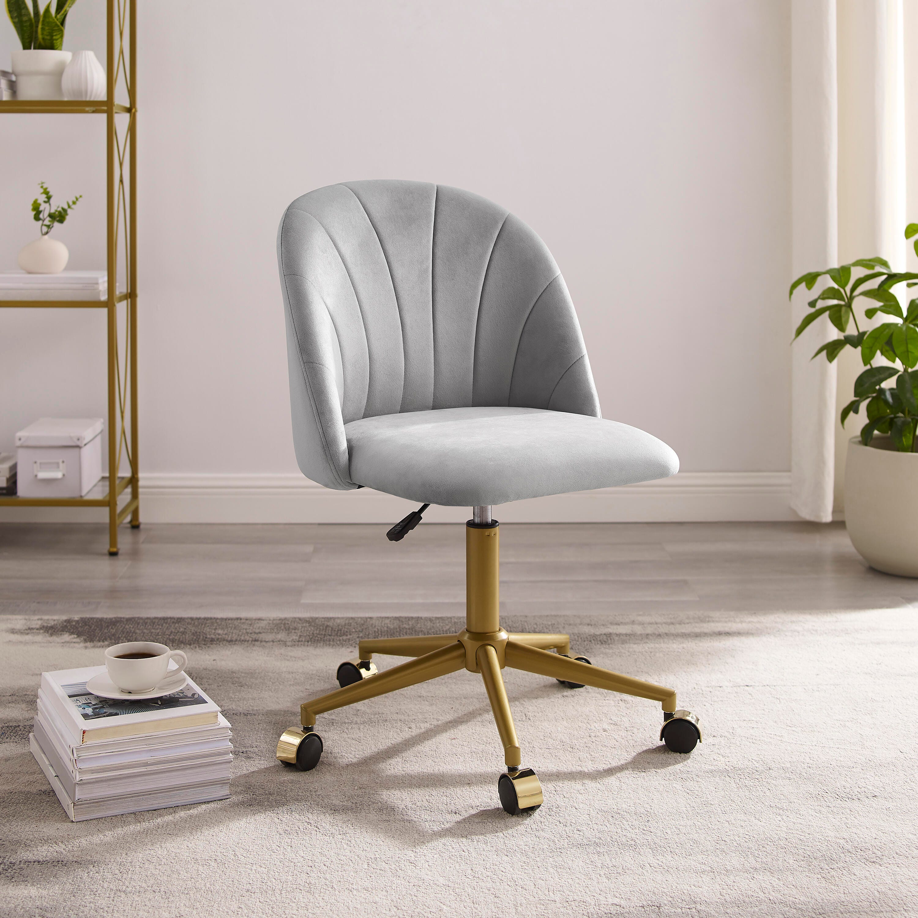 Linon Belle Home Office Desk Chair, Gray, large