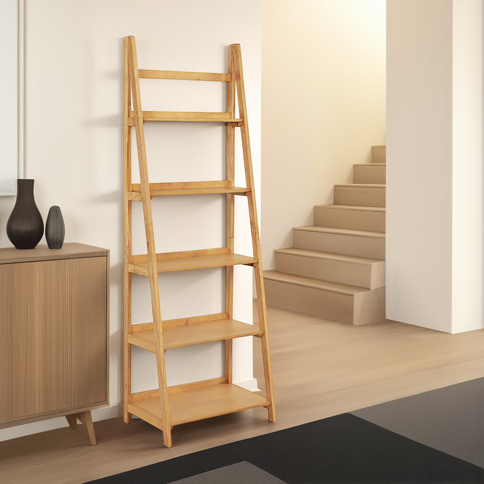 Simpli Home Acadian Ladder Shelf Bookcase | Ashley