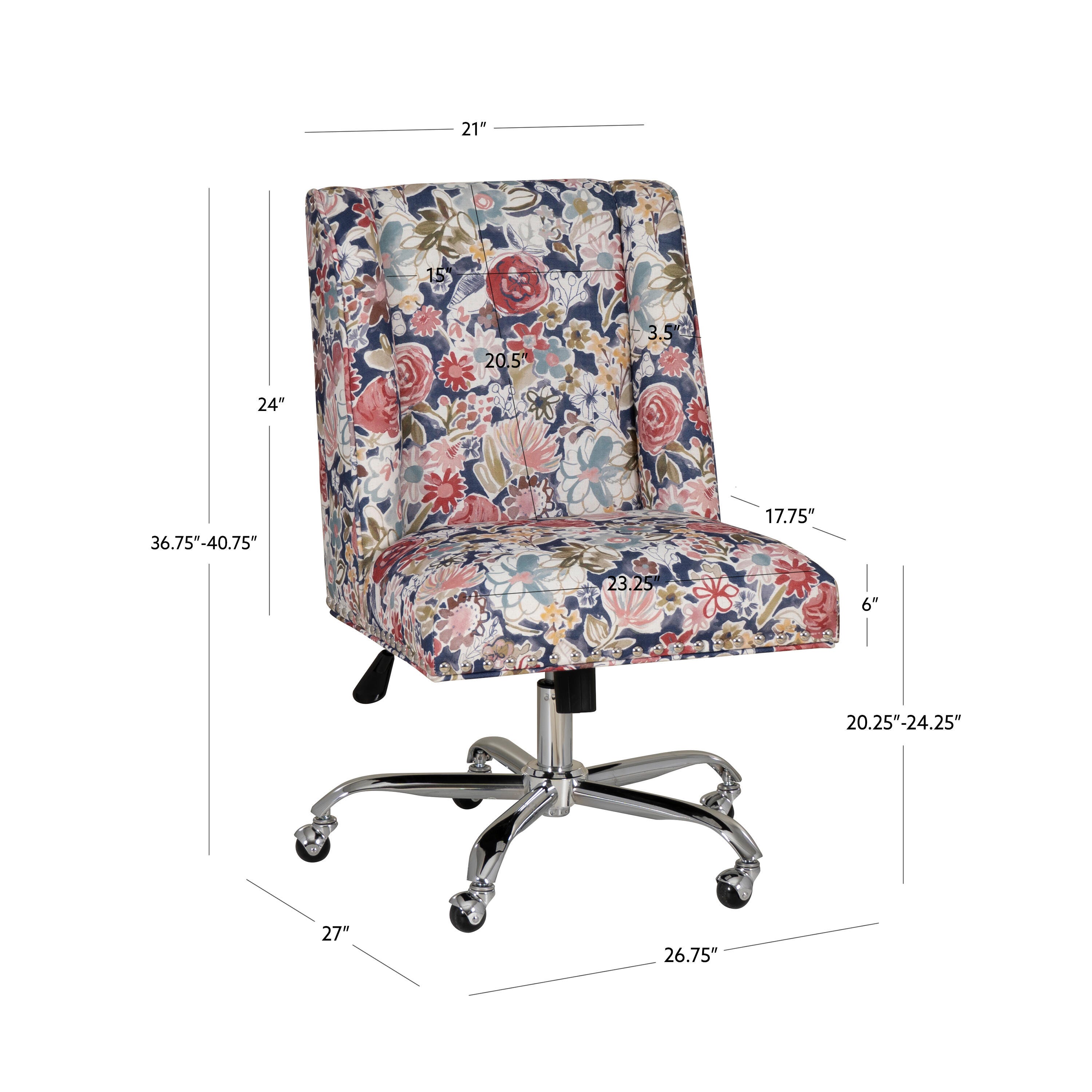 Linon Draper Home Office Desk Chair, , large