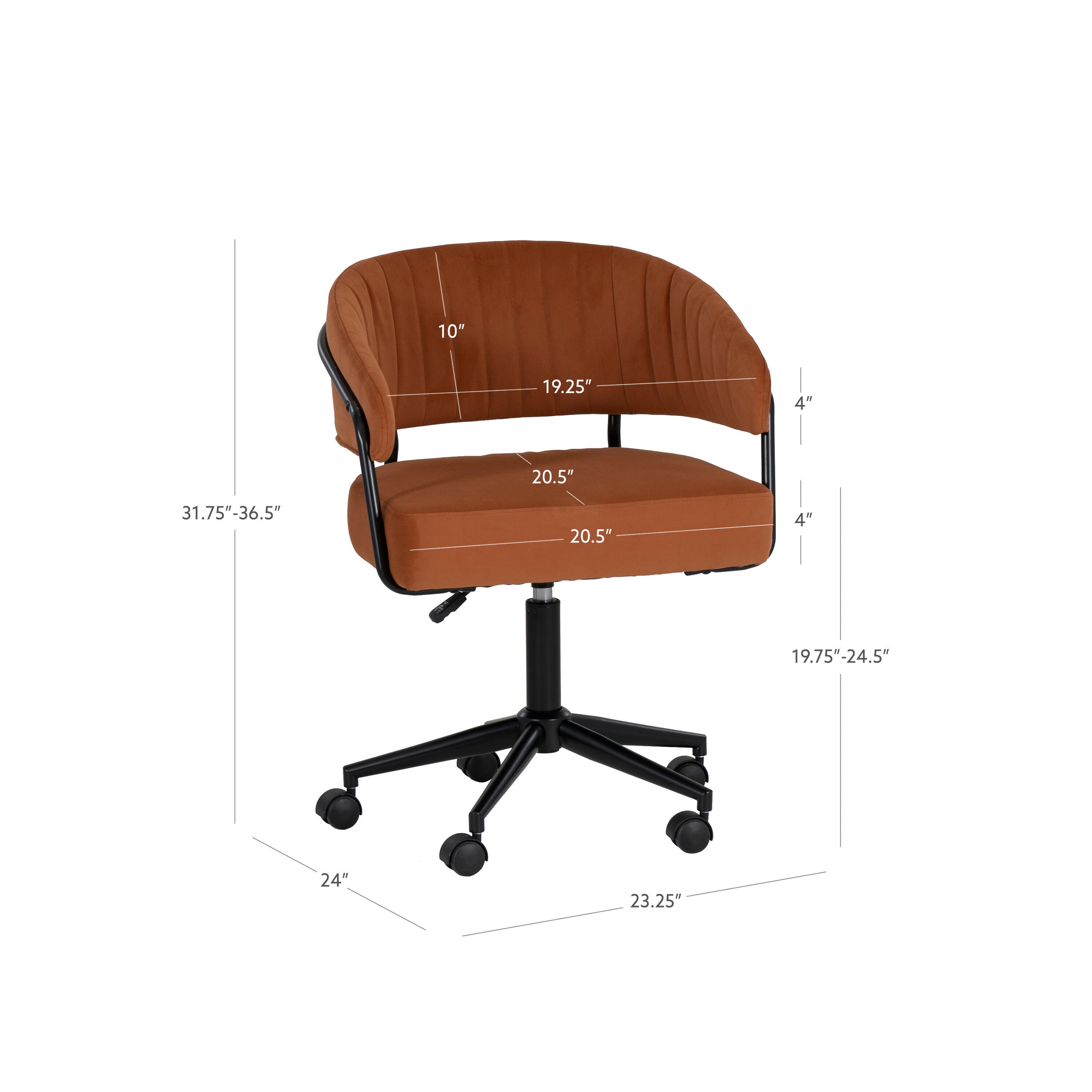 Linon Porter Home Office Desk Chair, Caramel, large