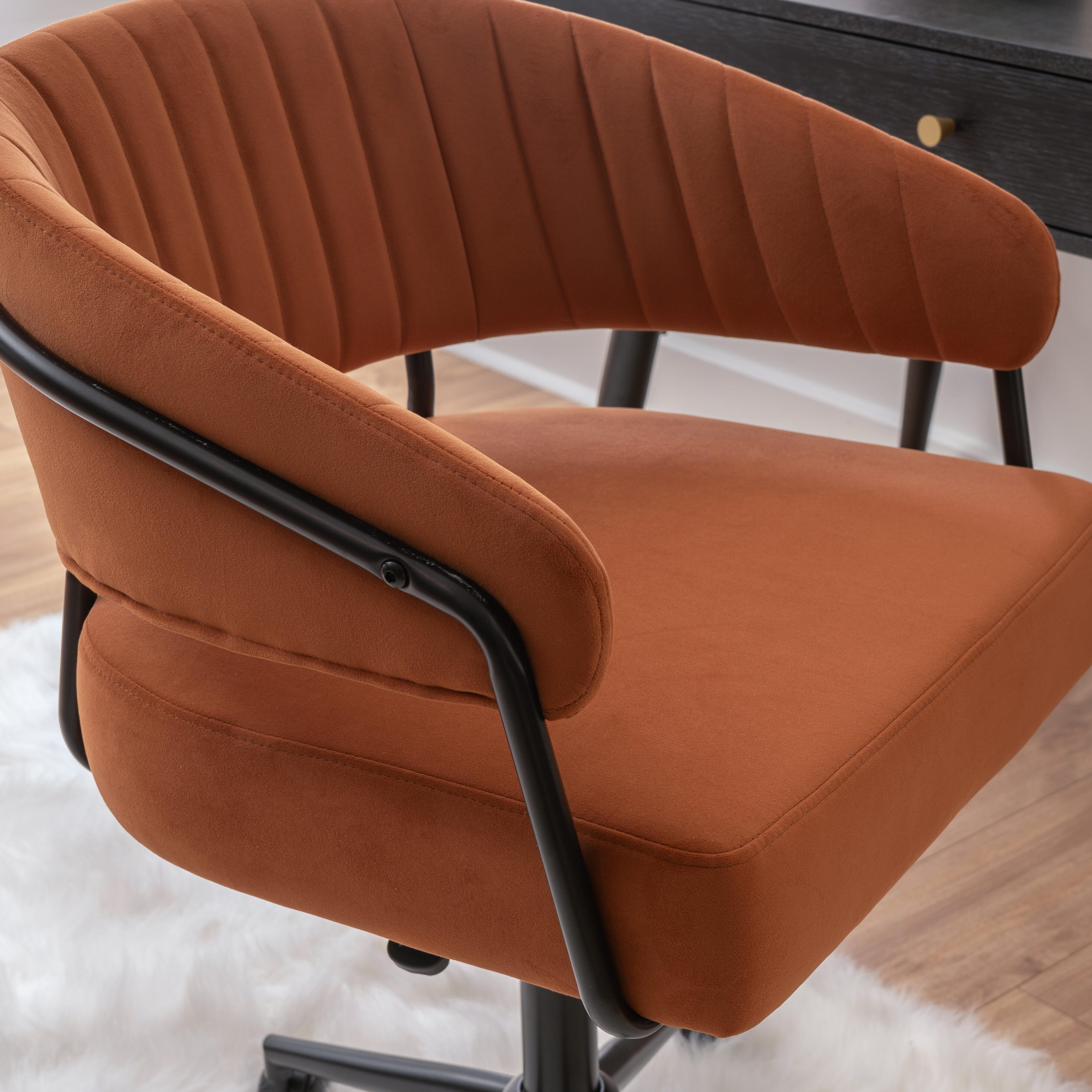 Linon Porter Home Office Desk Chair, Caramel, large