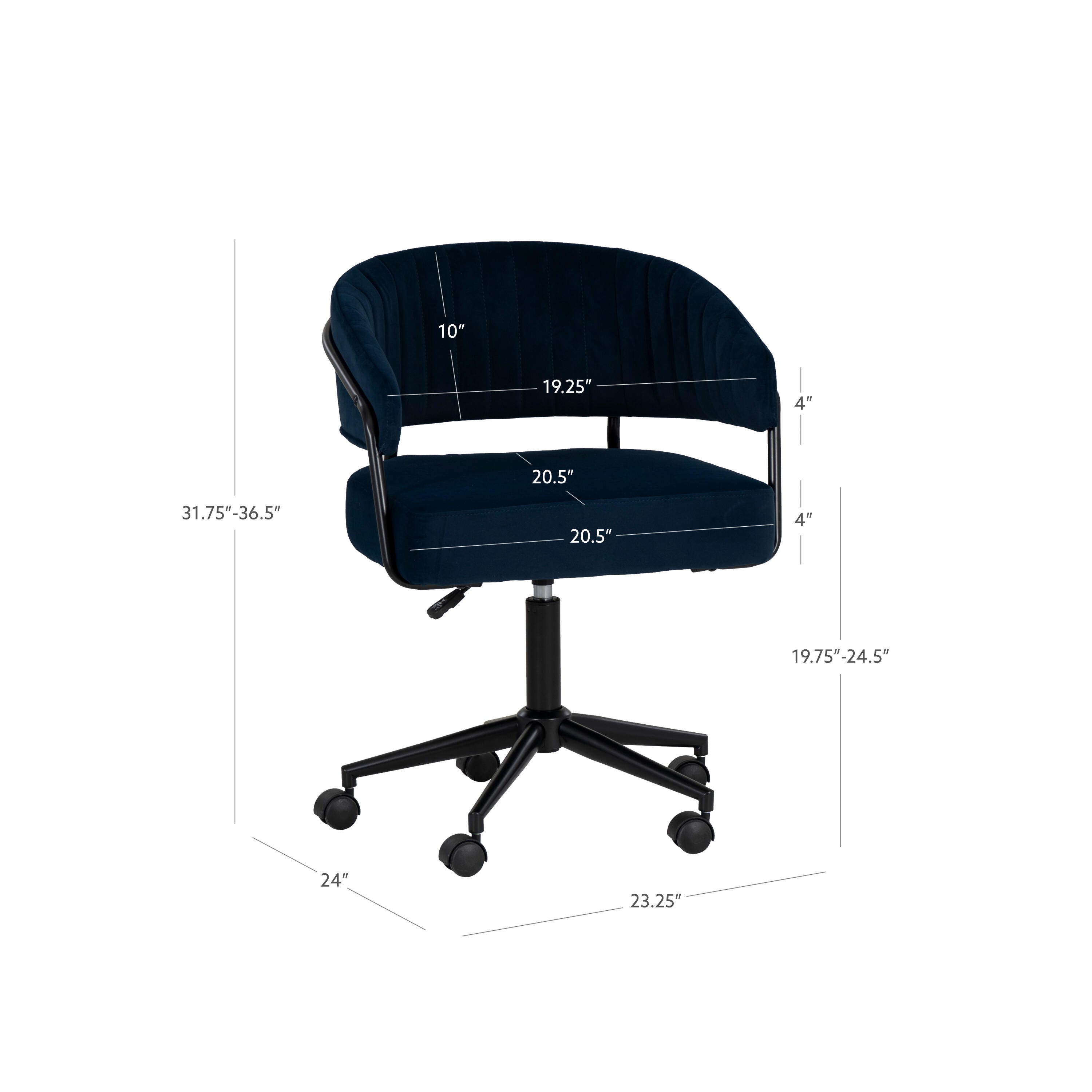 Linon Porter Home Office Desk Chair, Navy, large