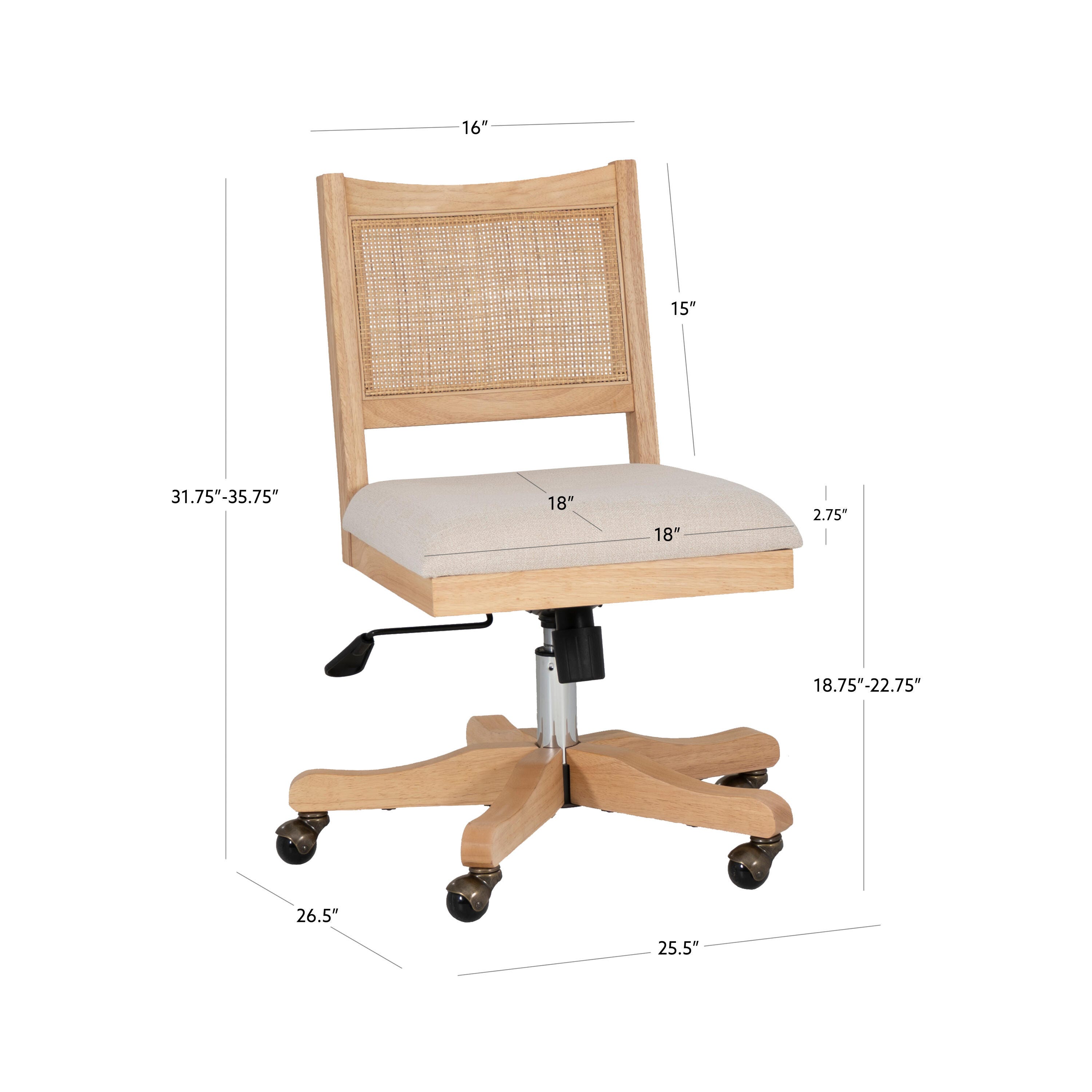 Linon Pacey Home Office Desk Chair, Natural, large