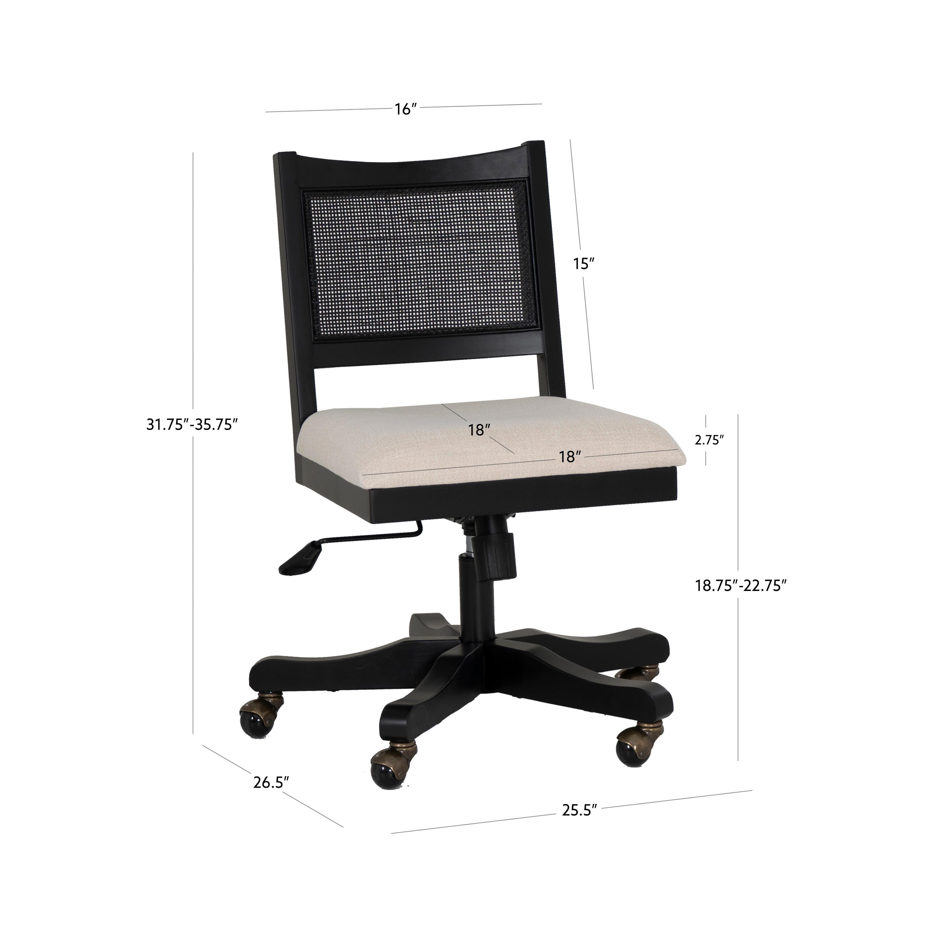 Linon Pacey Home Office Desk Chair, Black, large