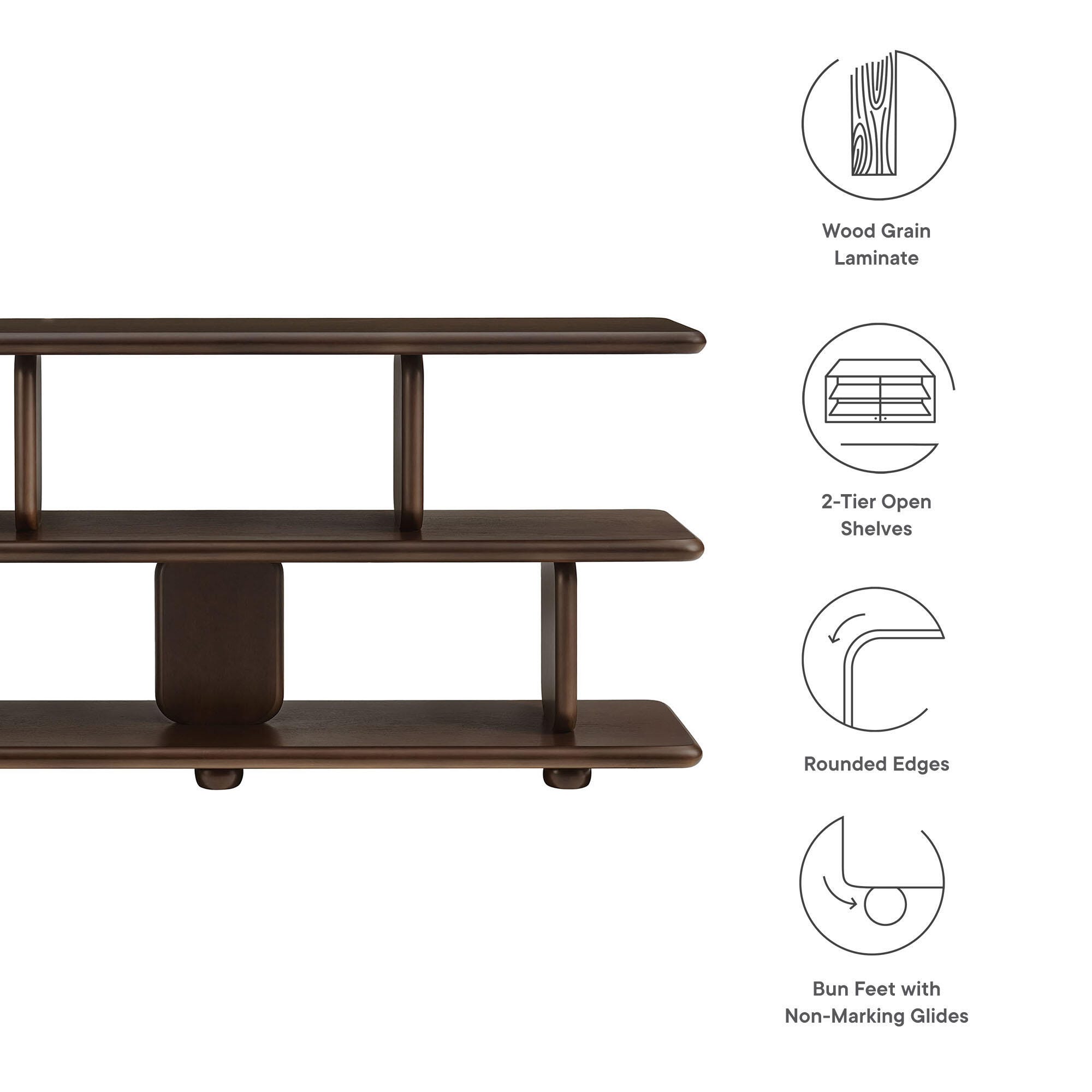Modway Lyle 29" Bookshelf, Walnut, large