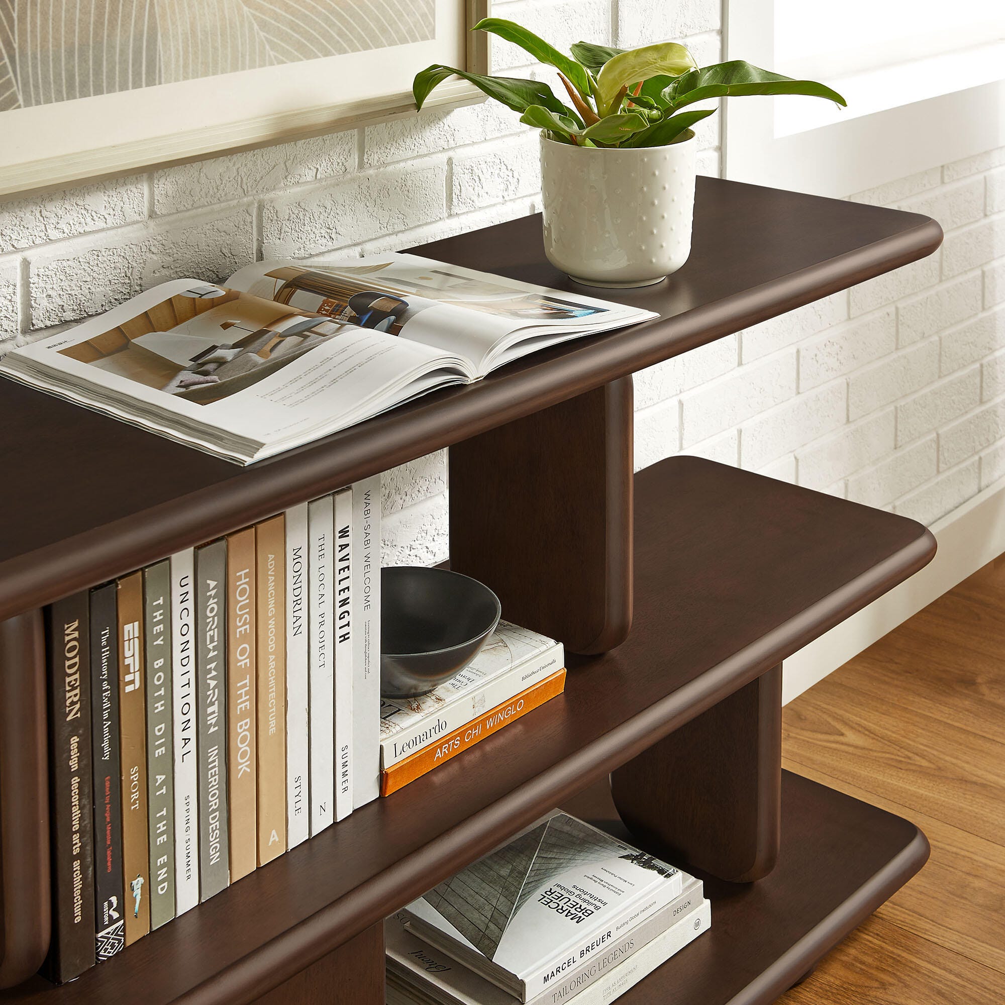 Modway Lyle 29" Bookshelf, Walnut, large