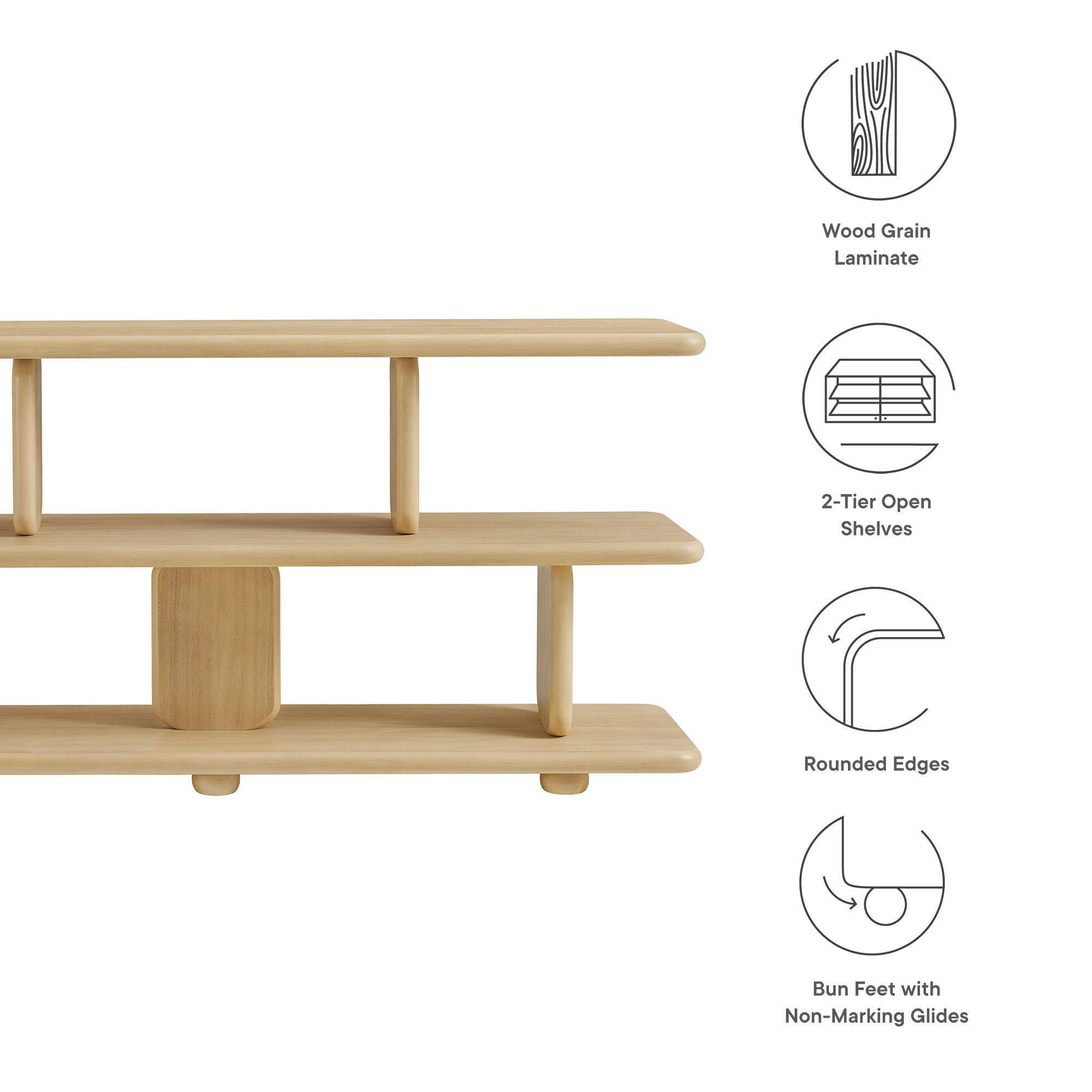 Modway Lyle 29" Bookshelf, Natural, large