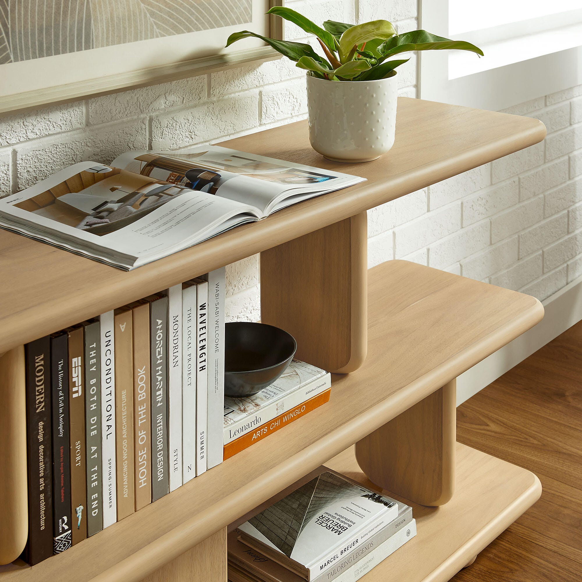 Modway Lyle 29" Bookshelf, Natural, large
