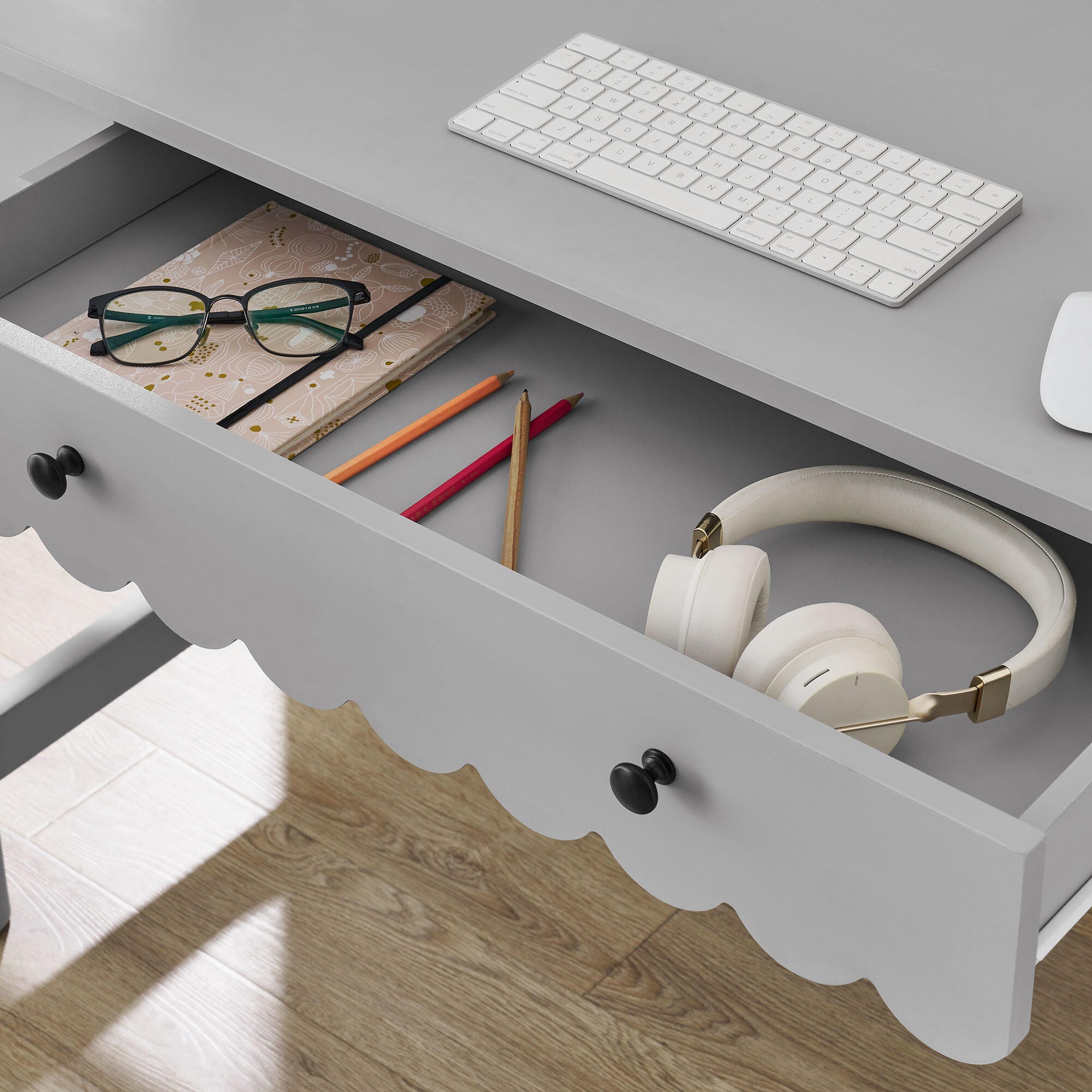 Modway Emmeline 24" Home Office Desk, Light Gray, large