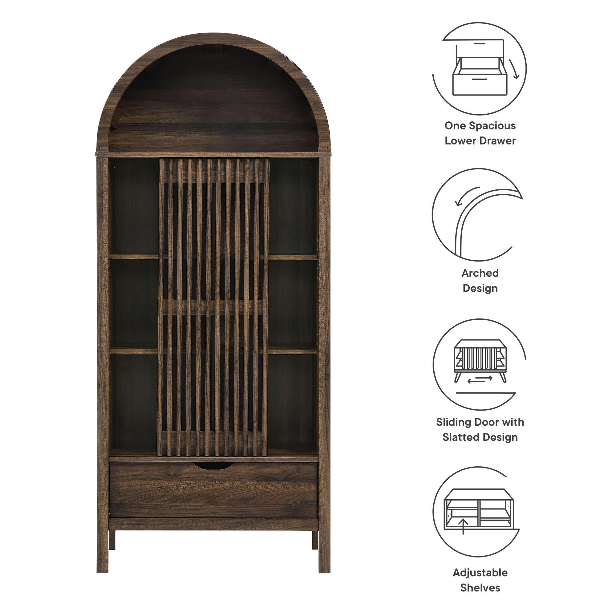 Modway Vaughn Storage Cabinet, Walnut, large