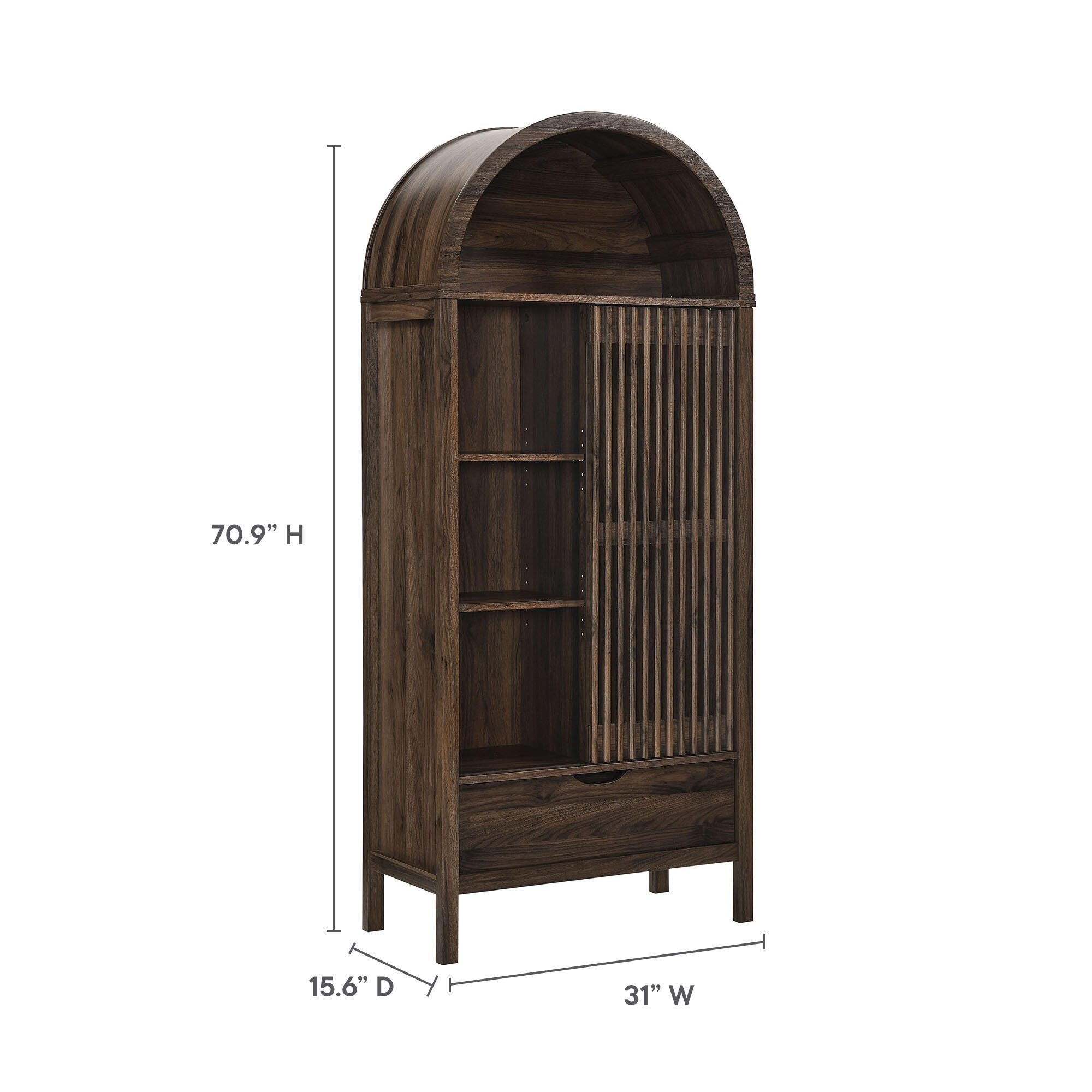 Modway Vaughn Storage Cabinet, Walnut, large