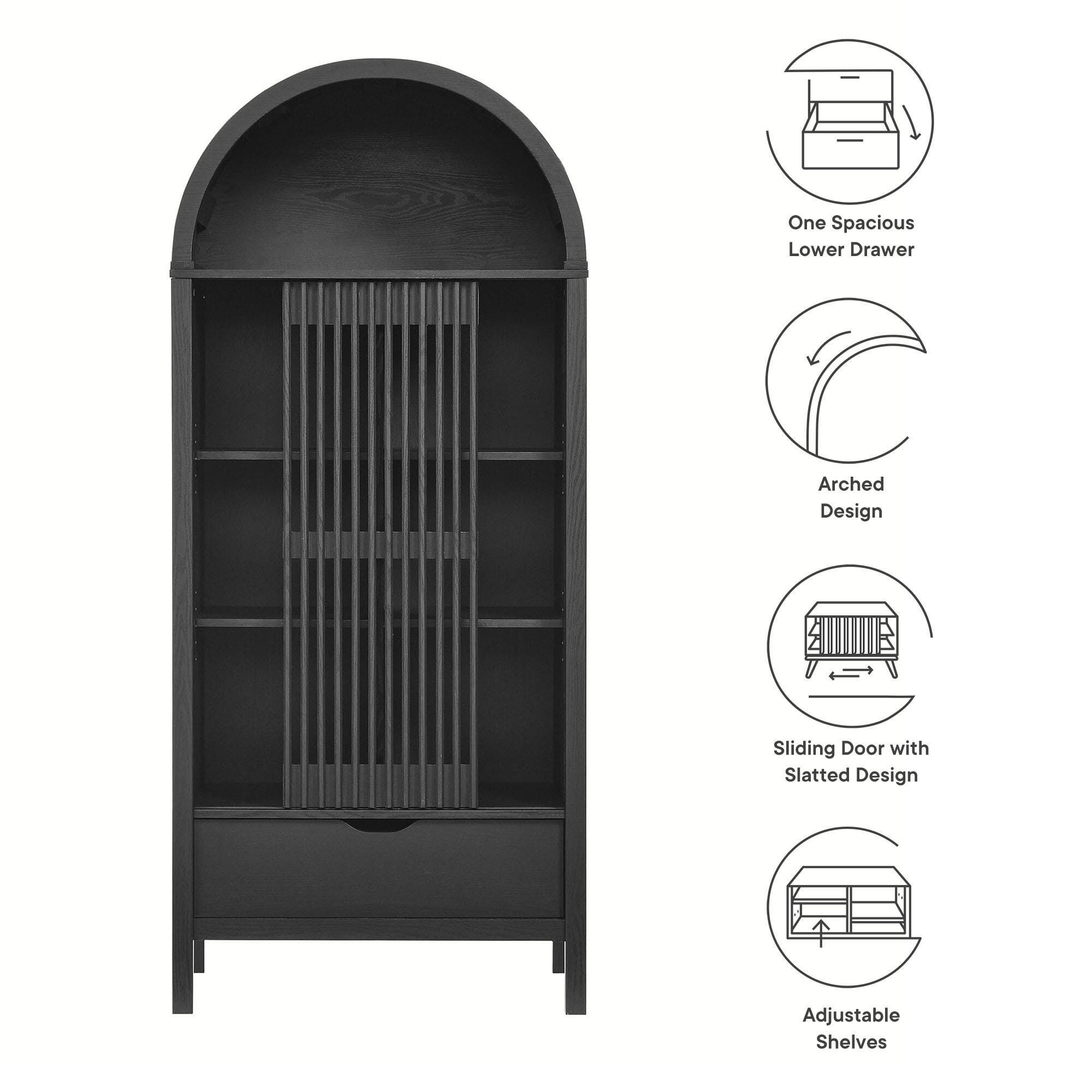 Modway Vaughn Storage Cabinet, Black, large