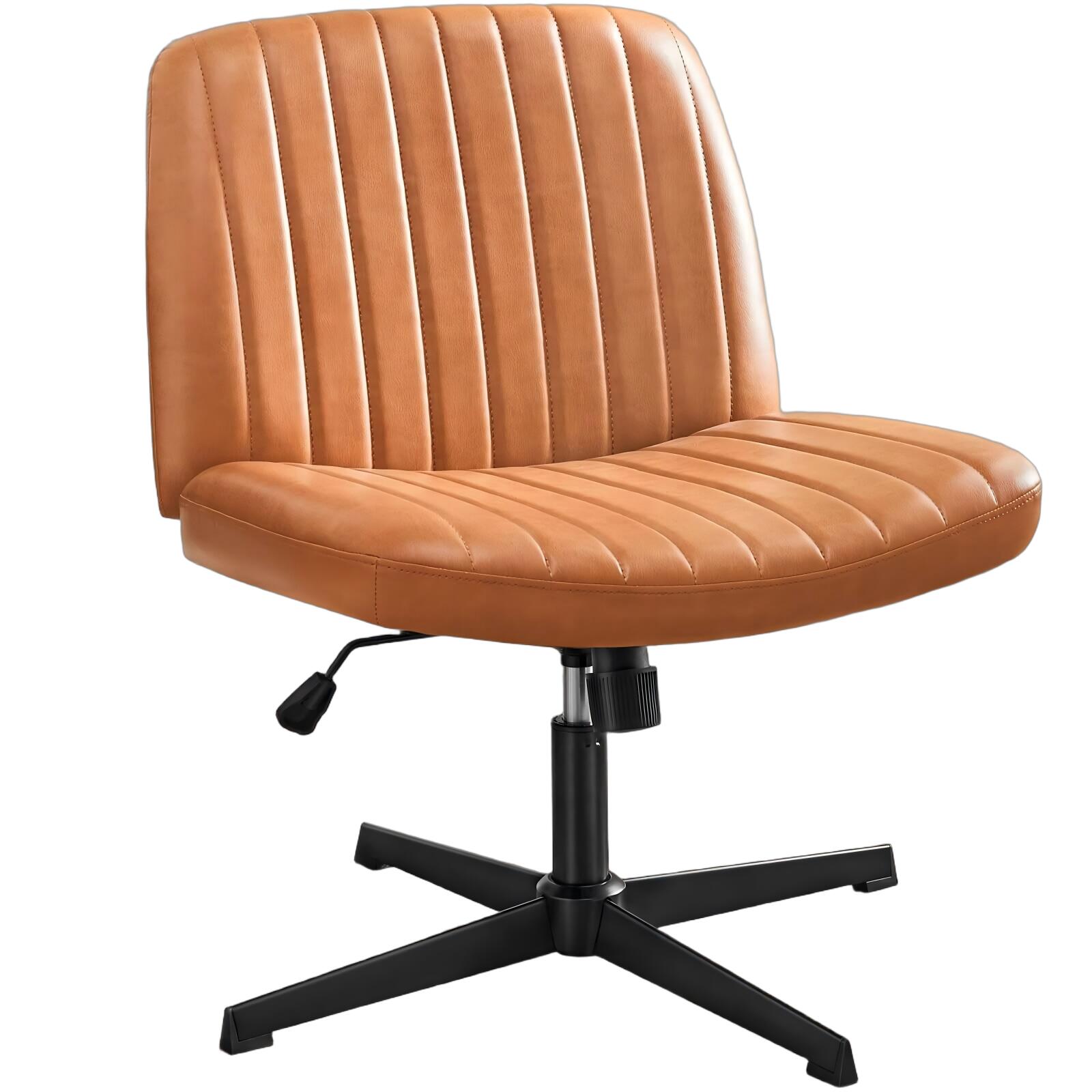 Dovelina Lexcy Criss Cross Legged Home Office Desk Chair, Brown, large