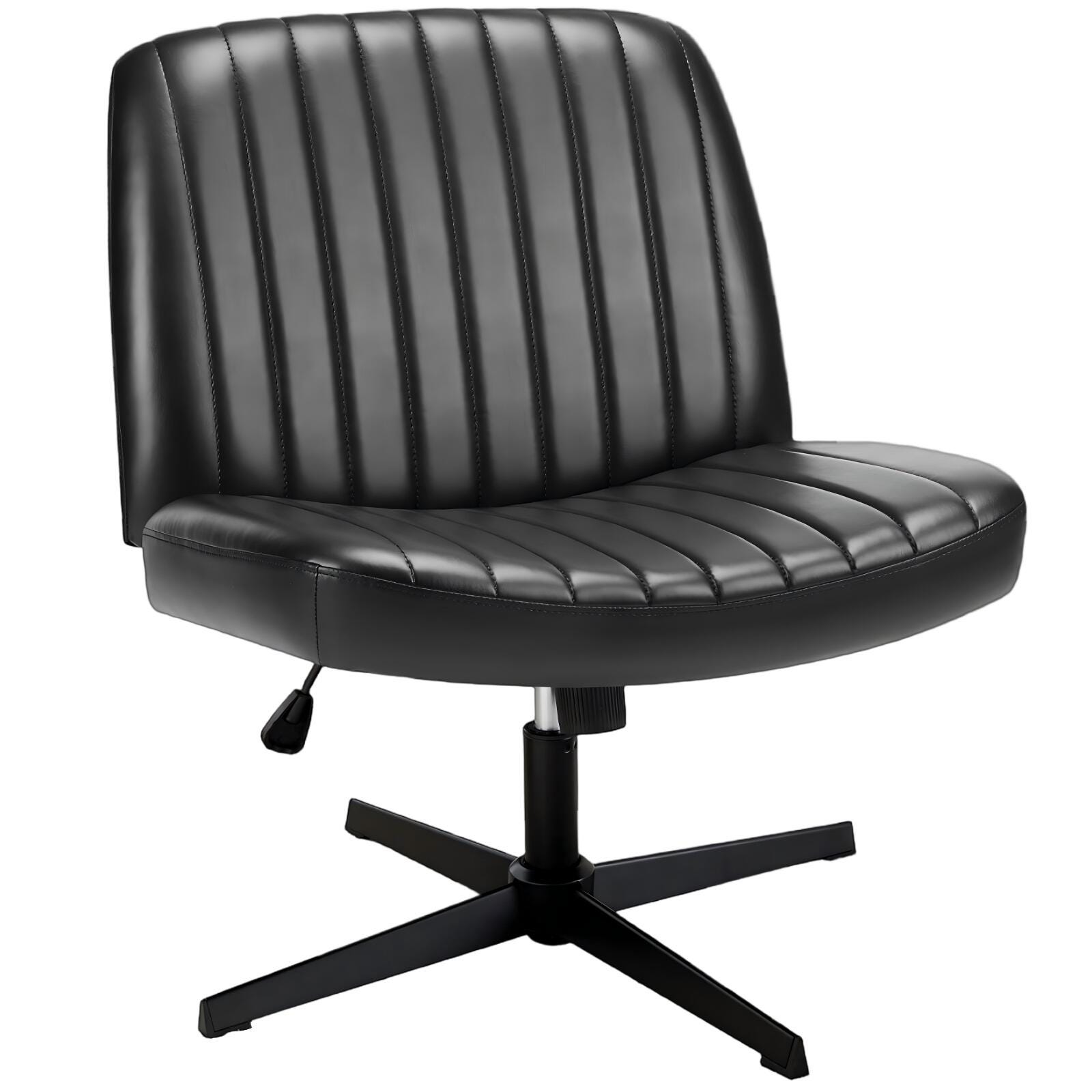 Dovelina Lexcy Criss Cross Legged Home Office Desk Chair, Black, large