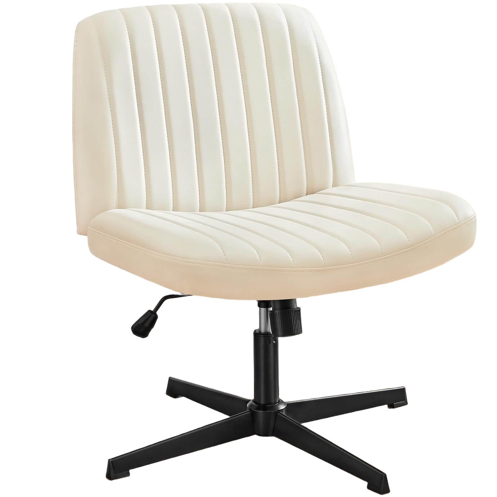 Dovelina Lexcy Criss Cross Legged Home Office Desk Chair, Cream, large