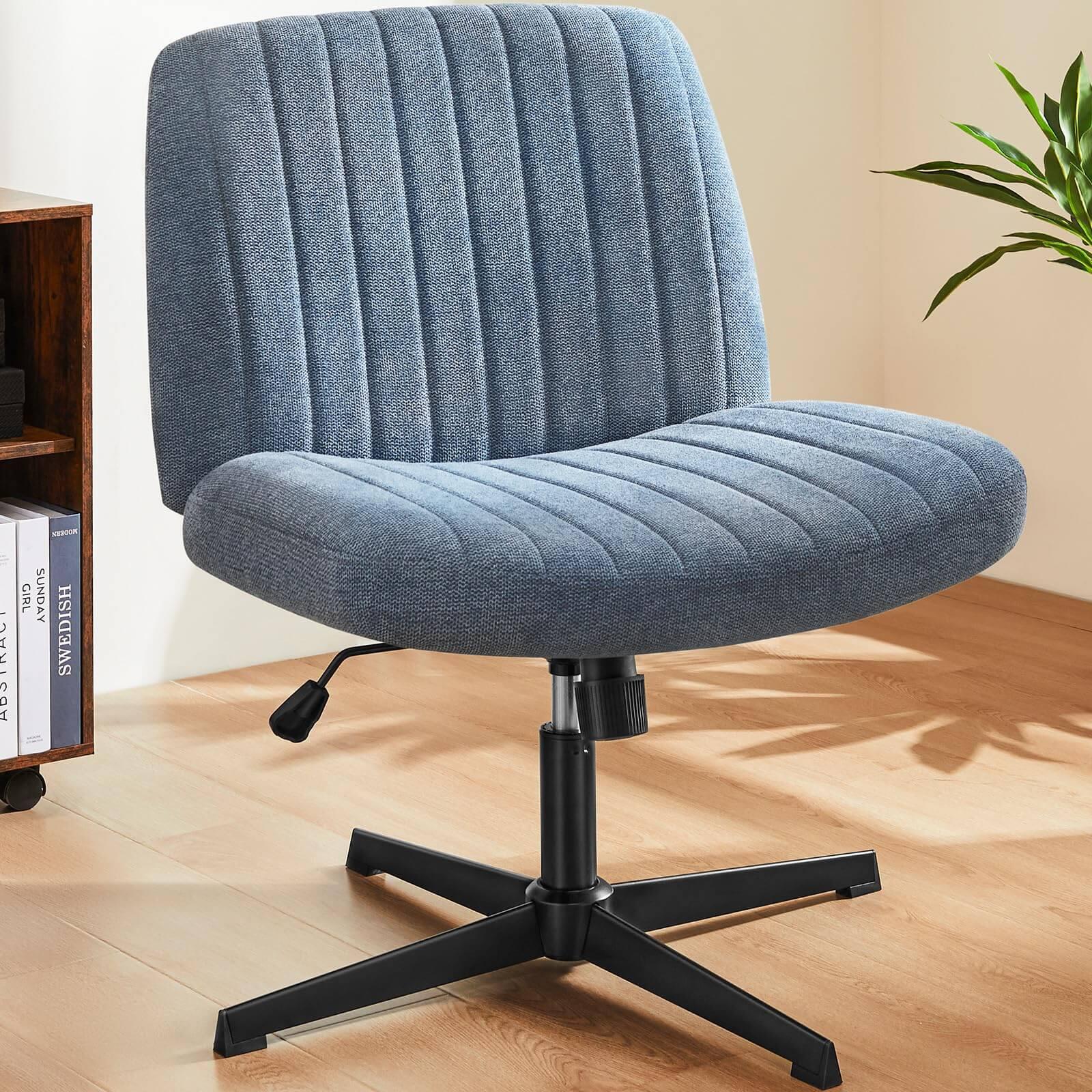Dovelina Lexcy Criss Cross Legged Home Office Desk Chair, Blue, rollover