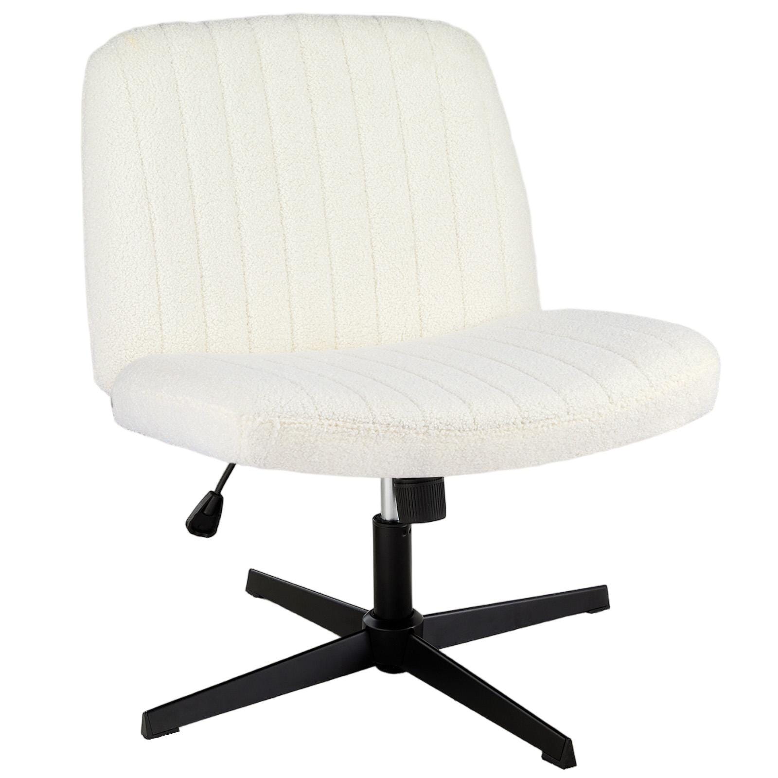 Dovelina Lexcy Criss Cross Legged Home Office Desk Chair, White, large