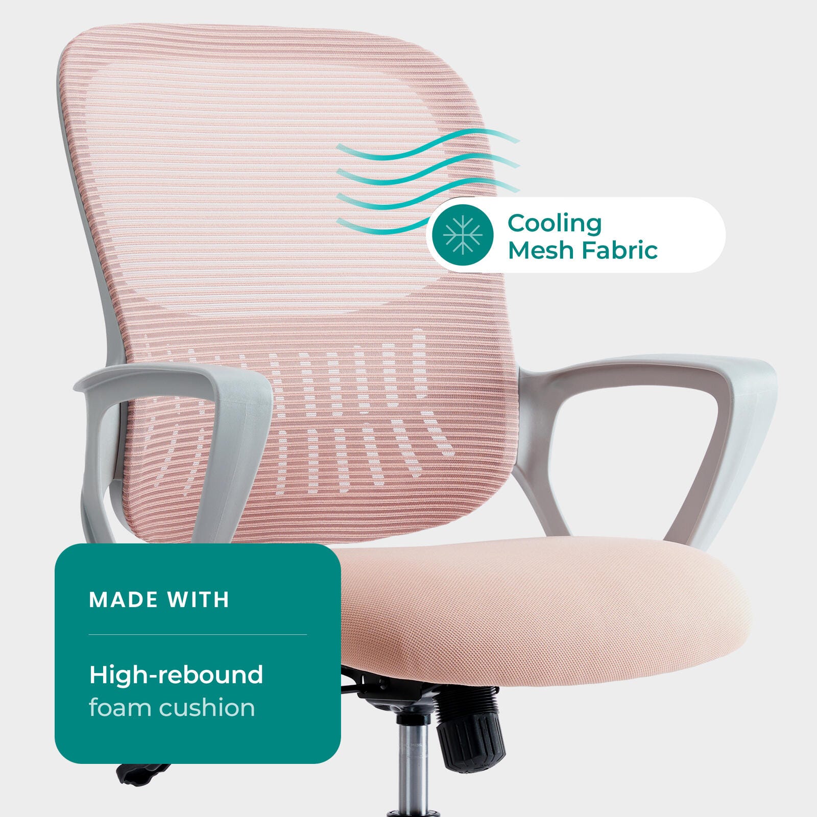 Dovelina Lexcy Home Office Desk Chair, Pink, large