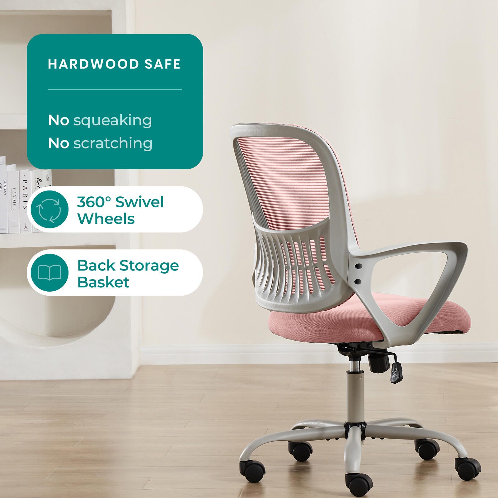 Dovelina Lexcy Home Office Desk Chair, Pink, large