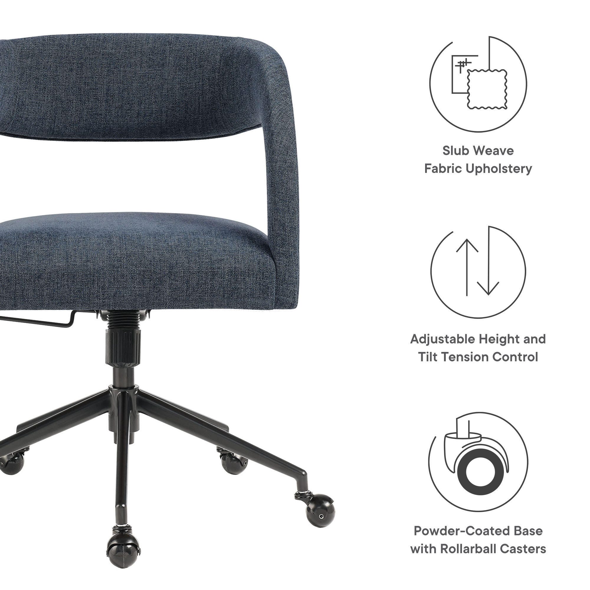 Modway Pinnacle Upholstered Home Office Desk Chair, Slate Blue, large