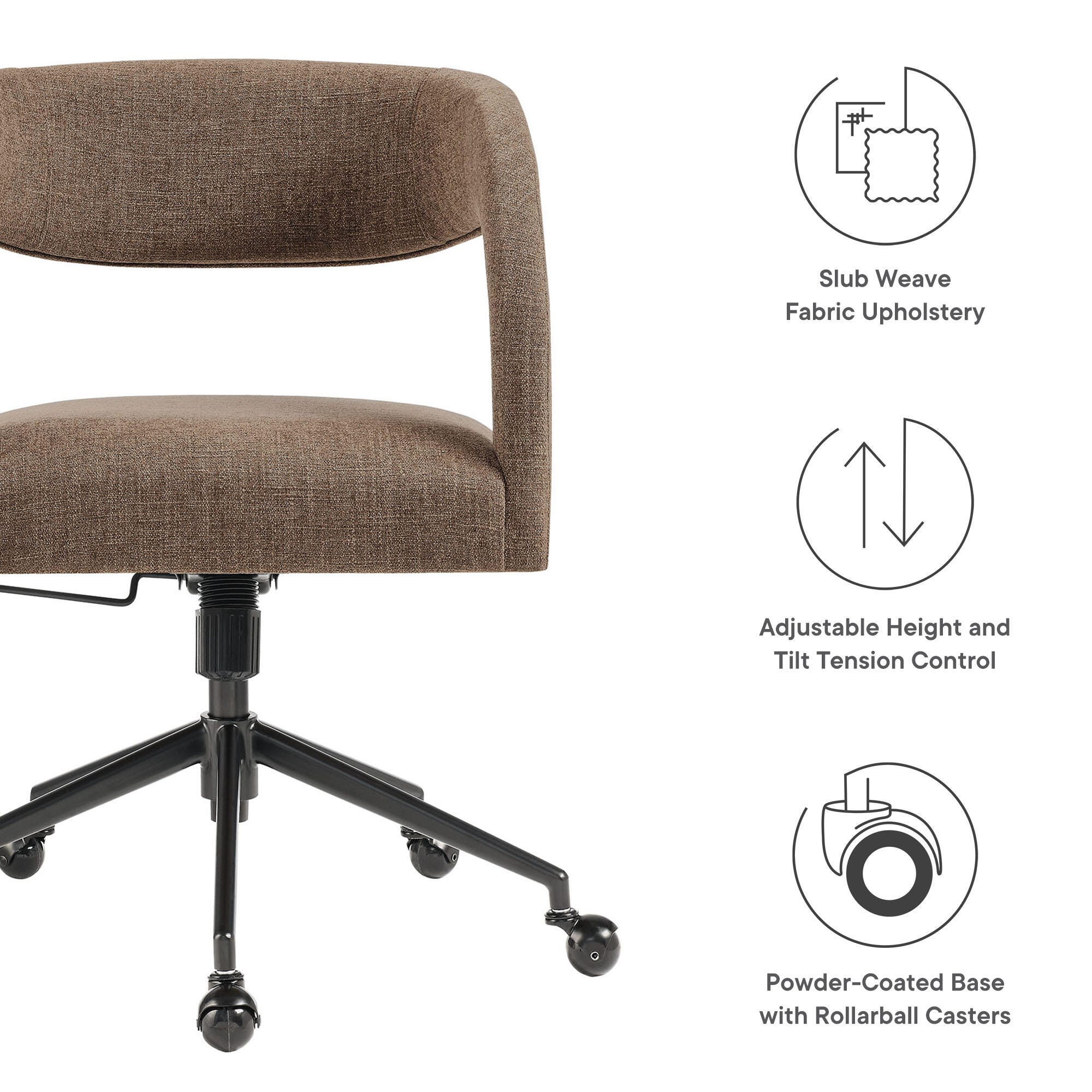 Modway Pinnacle Upholstered Home Office Desk Chair, Mocha, large