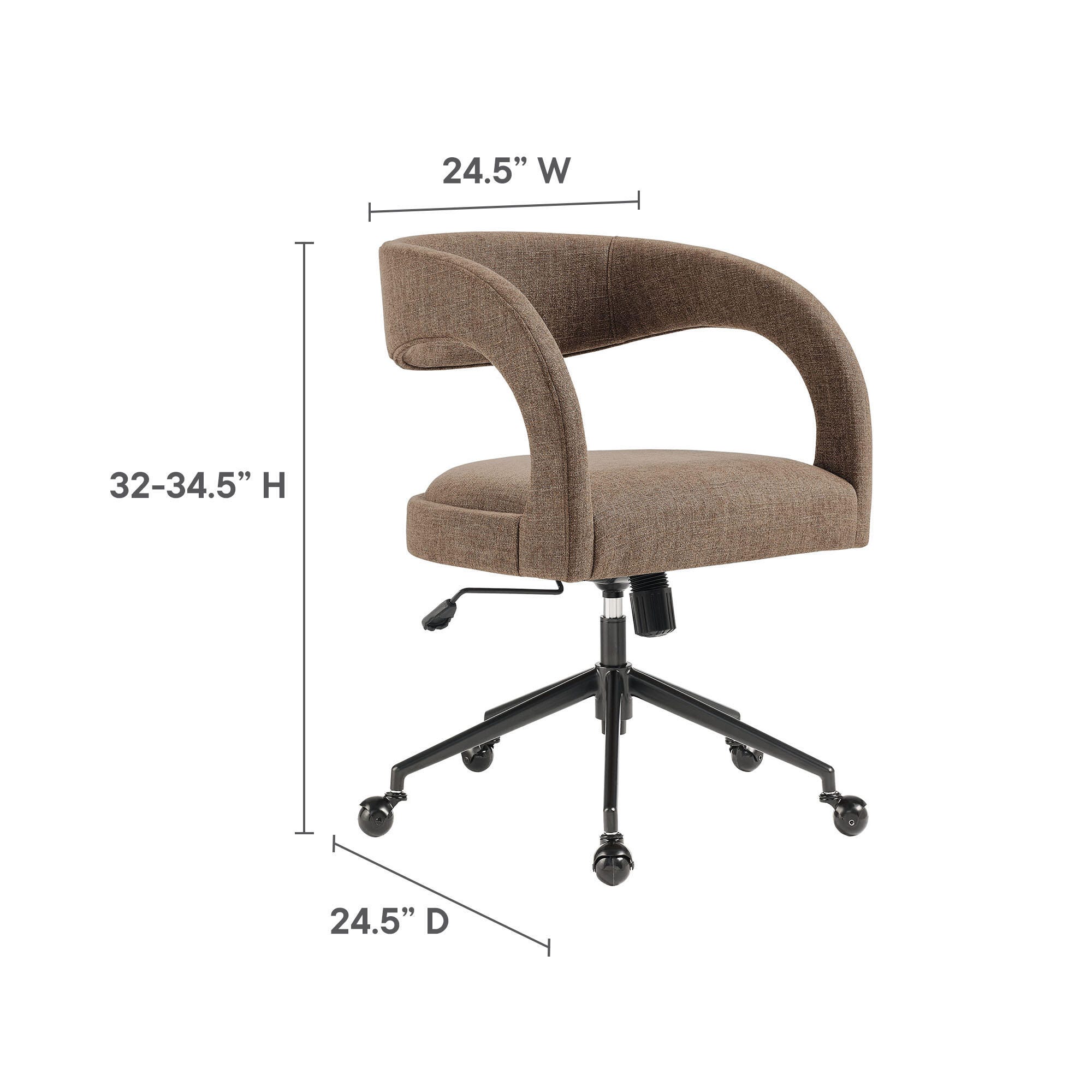 Modway Pinnacle Upholstered Home Office Desk Chair, Mocha, large