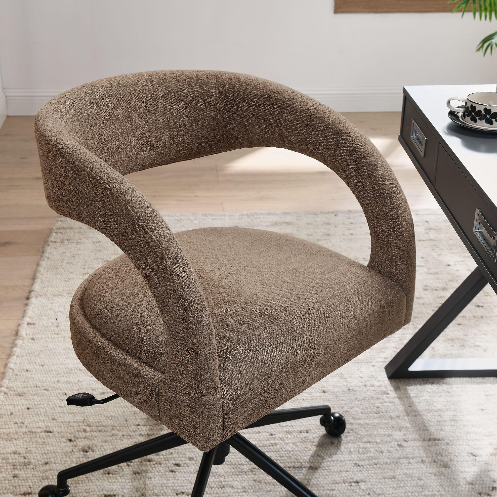 Modway Pinnacle Upholstered Home Office Desk Chair, Mocha, large