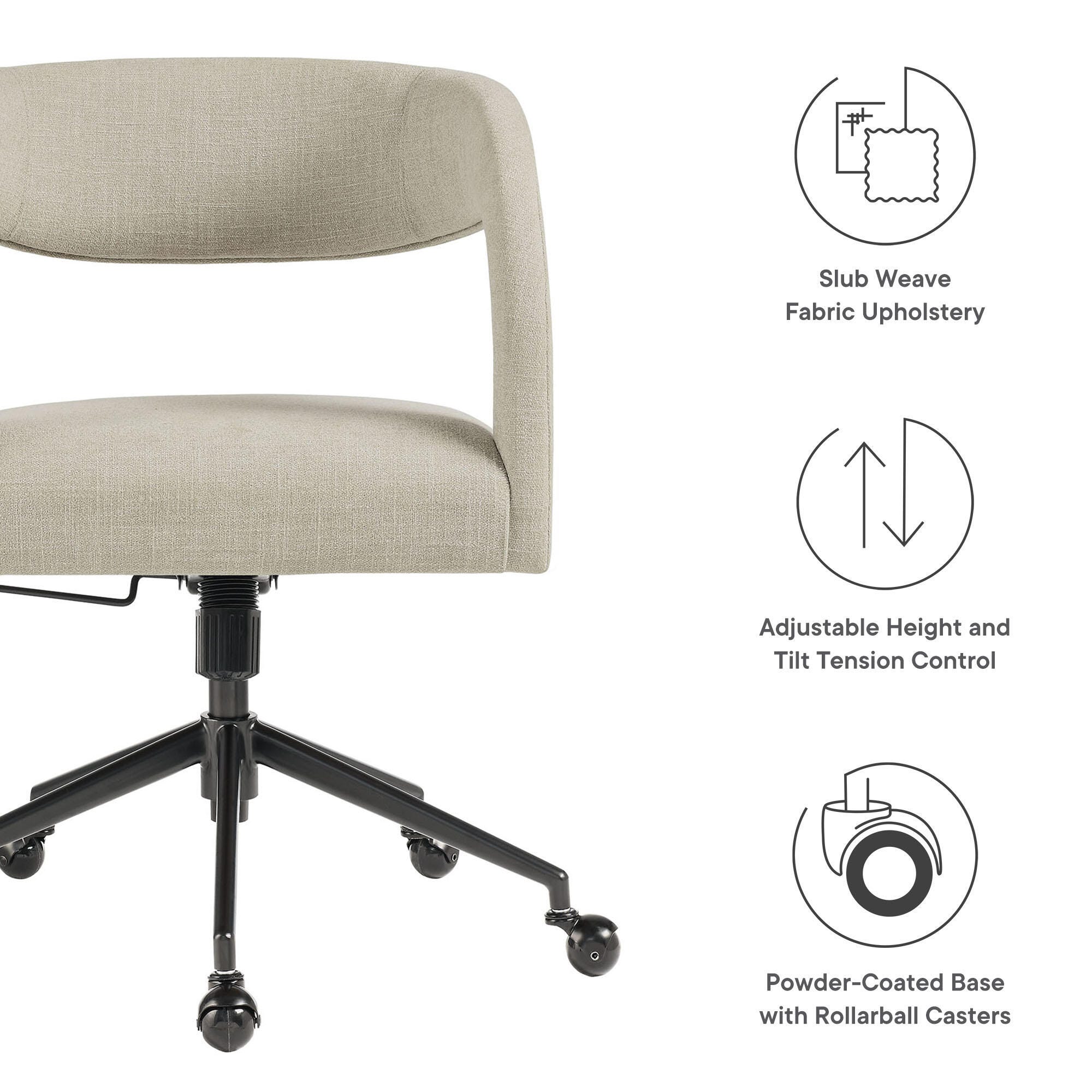 Modway Pinnacle Upholstered Home Office Desk Chair, Linen, large