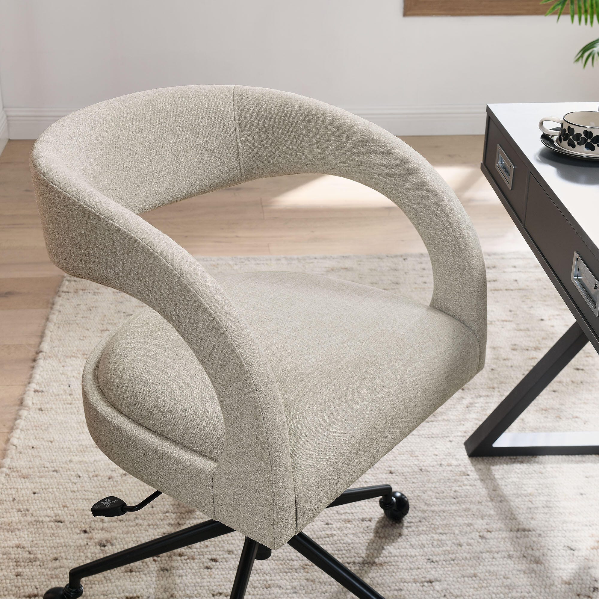 Modway Pinnacle Upholstered Home Office Desk Chair, Linen, large