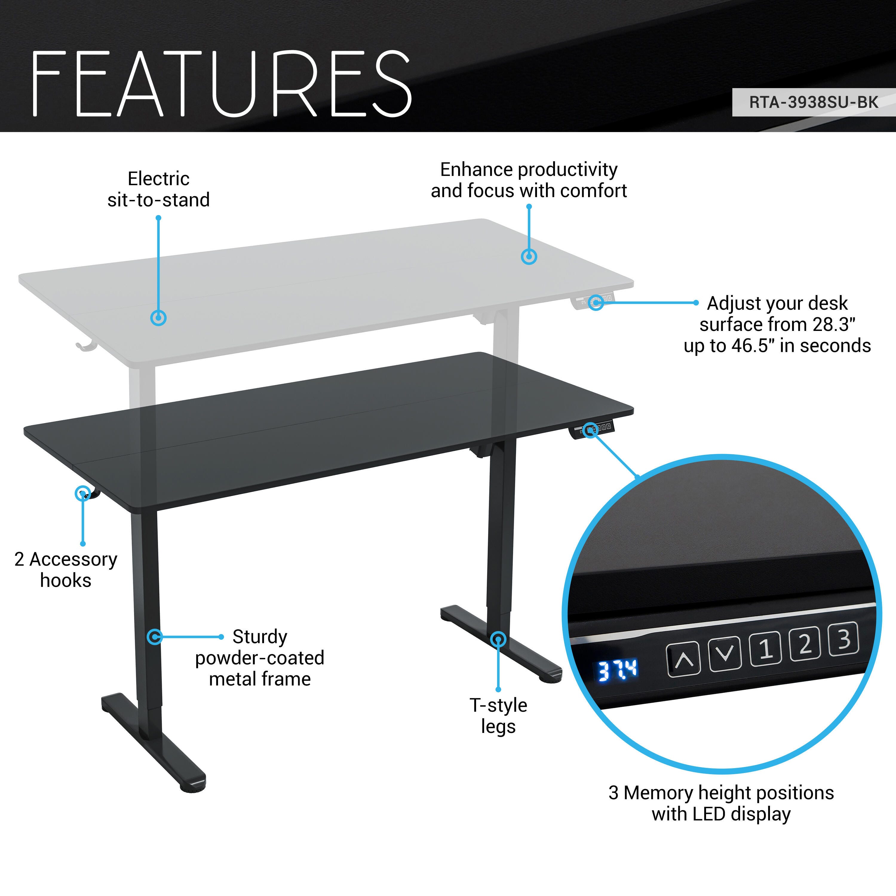 Techni Mobili 55" Home Office Desk, , large