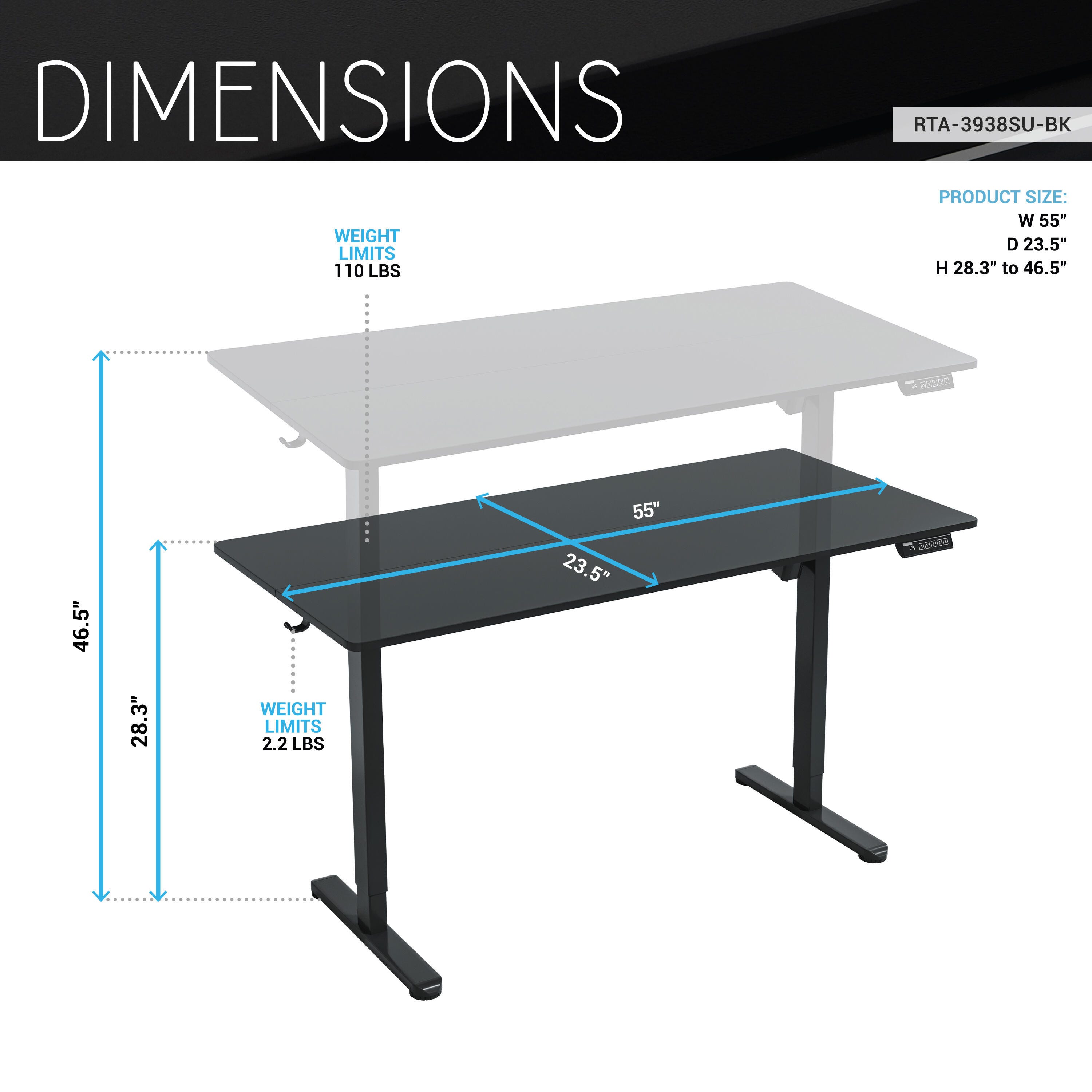 Techni Mobili 55" Home Office Desk, , large
