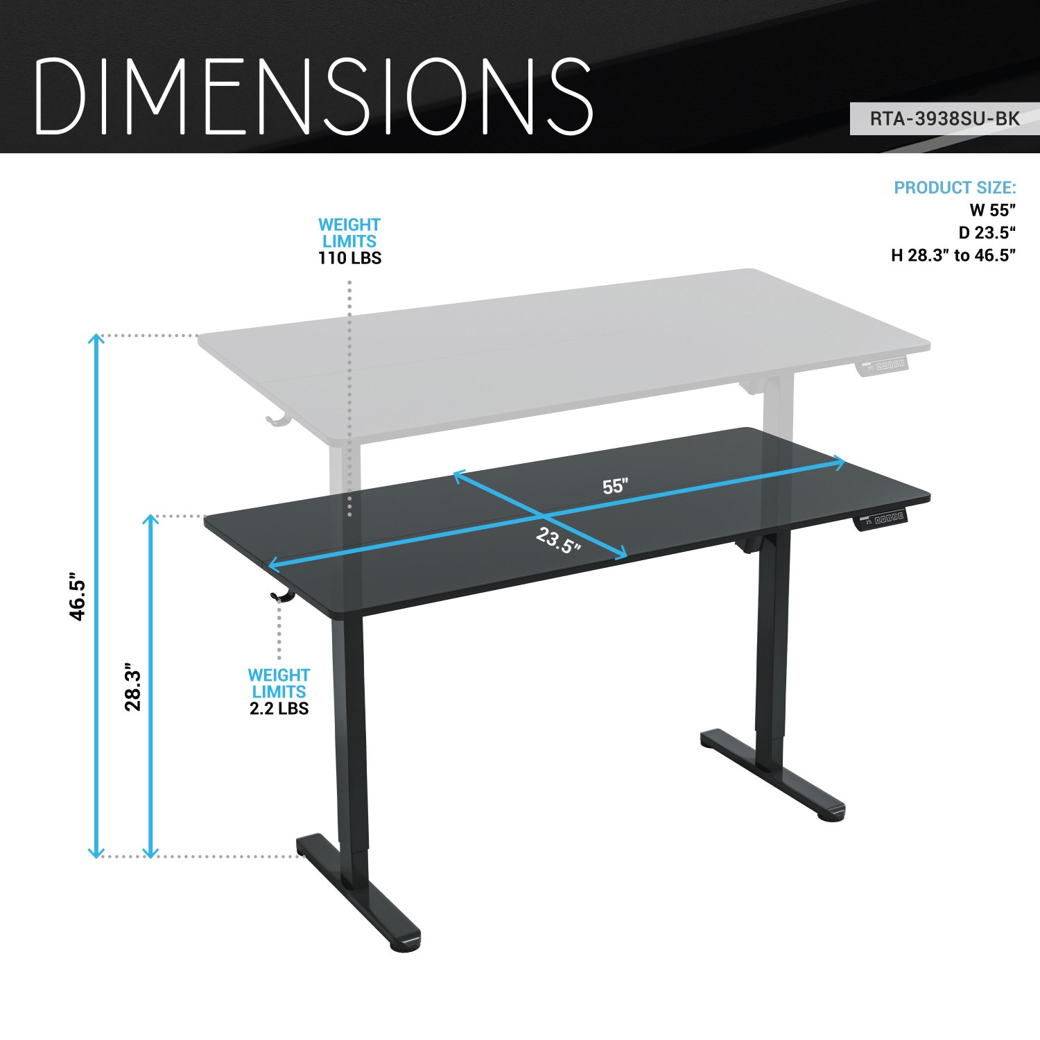 Techni Mobili 55" Home Office Desk, , large