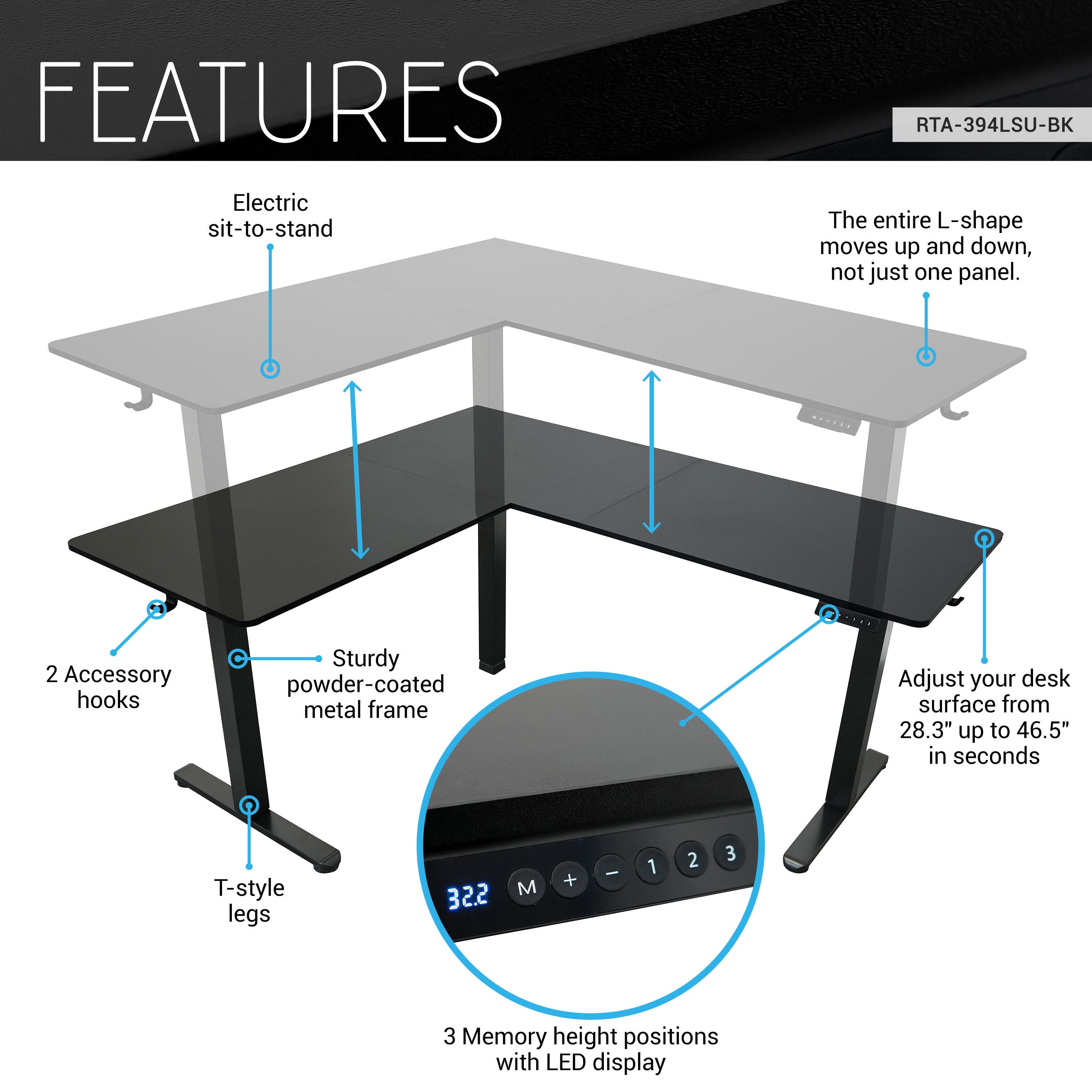 Techni Mobili 63" Home Office Desk, , large