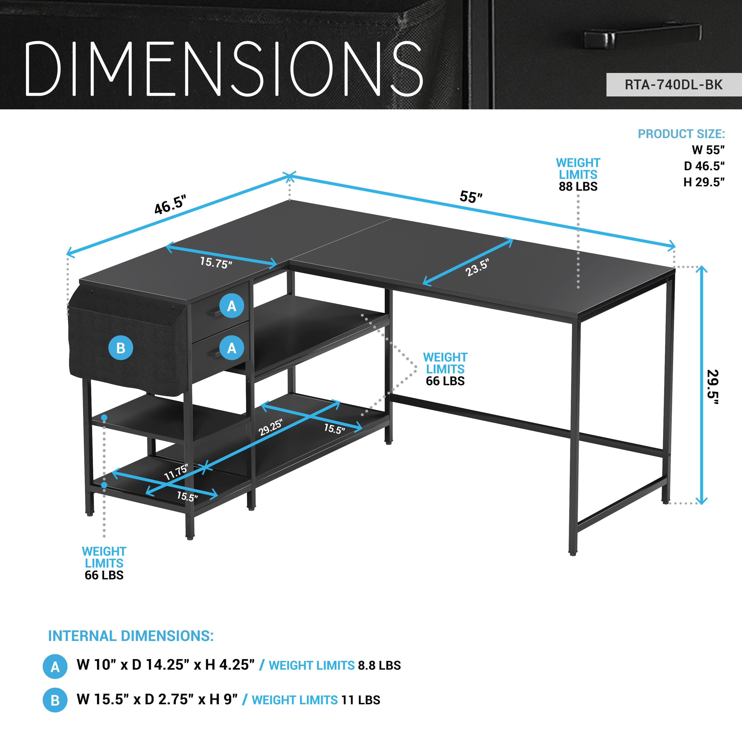Techni Mobili 29" Home Office Desk, , large