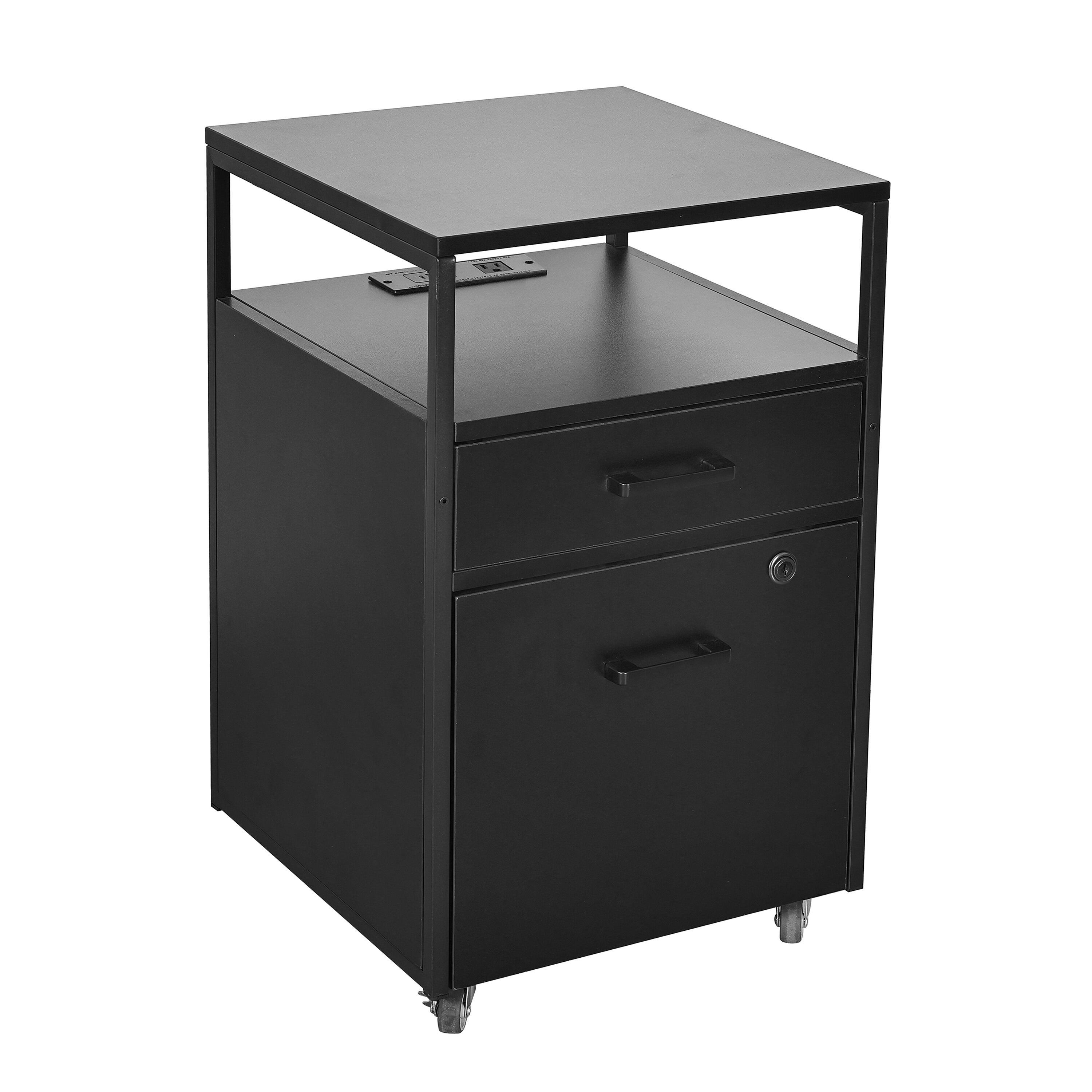 Techni Mobili 2 Drawer File Cabinet, Black, large