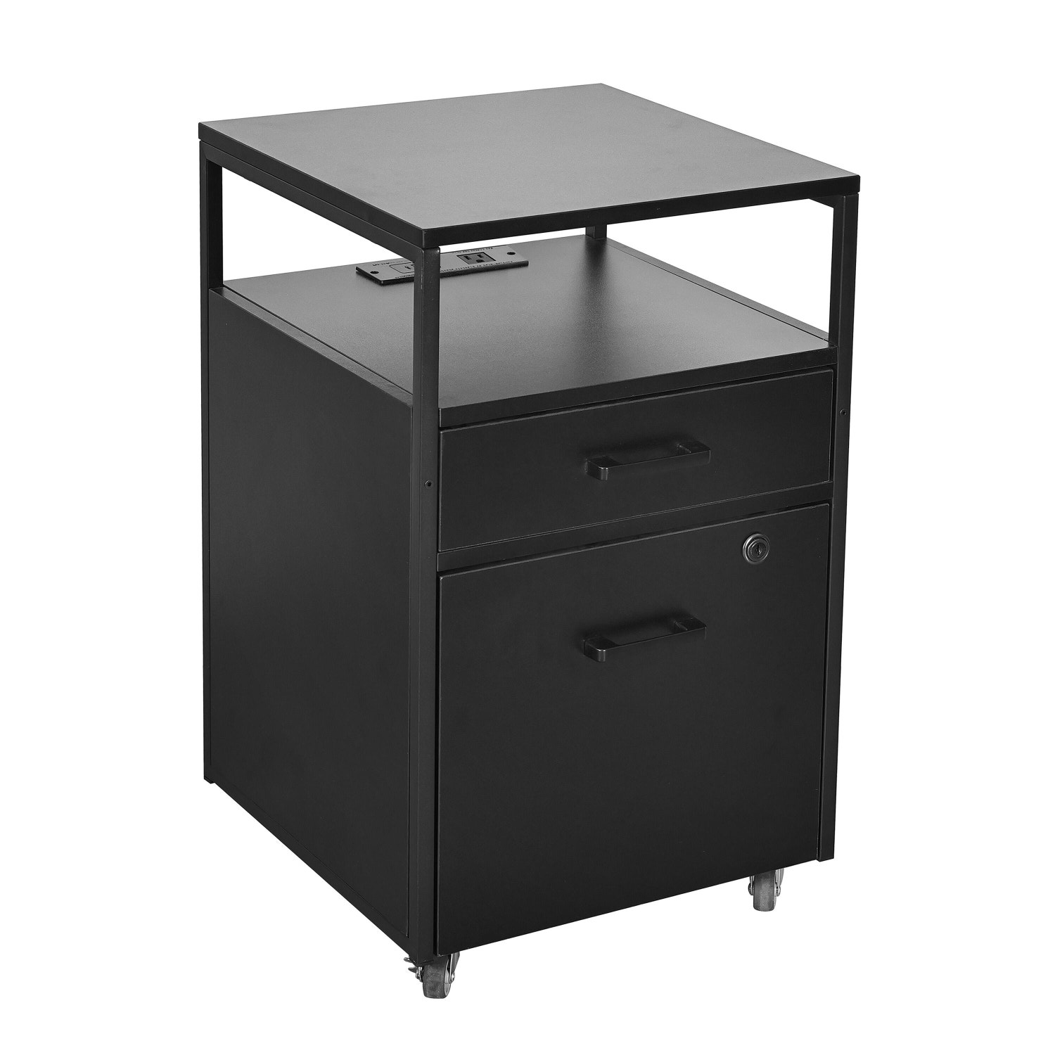 Techni Mobili 2 Drawer File Cabinet, Black, large