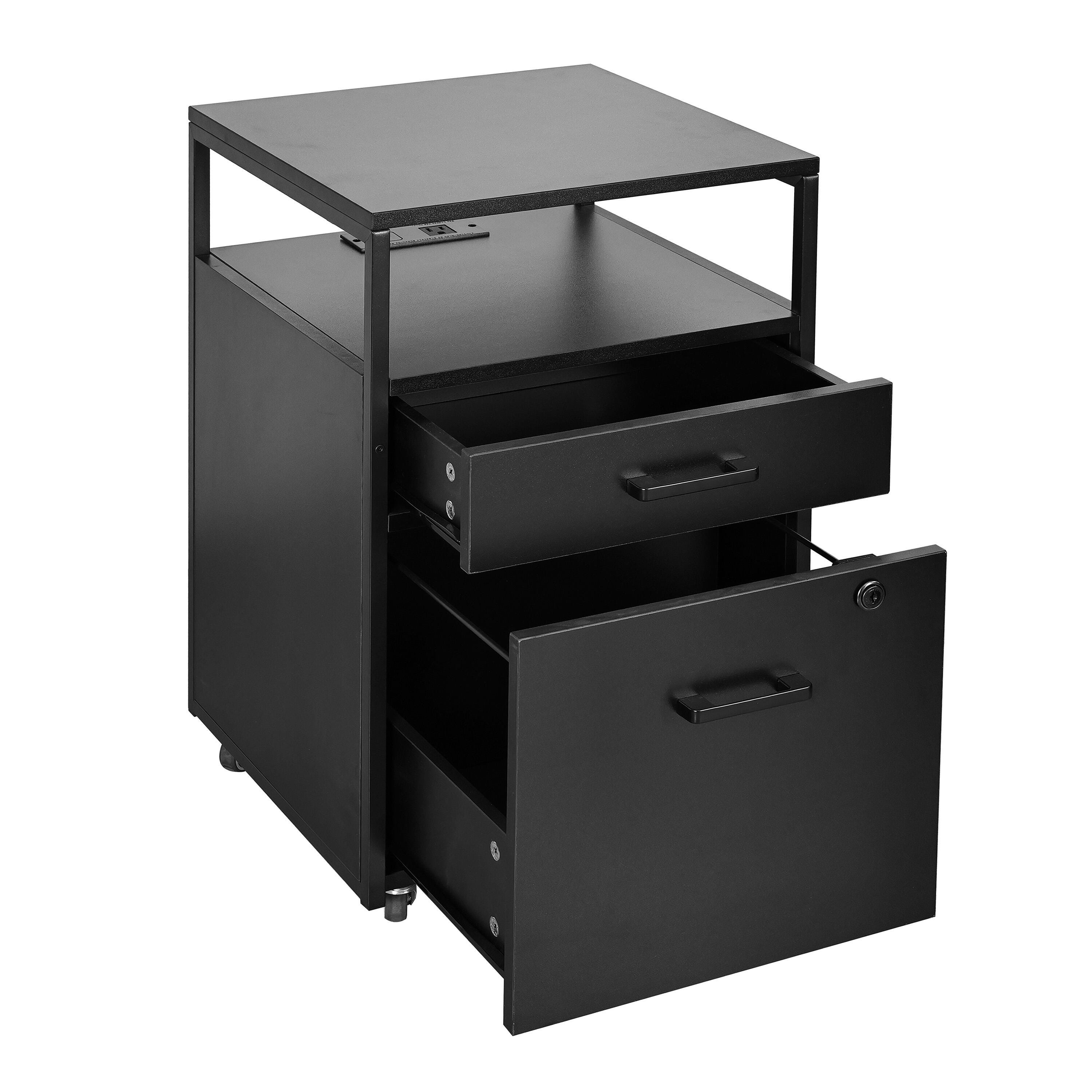 Techni Mobili 2 Drawer File Cabinet, Black, large